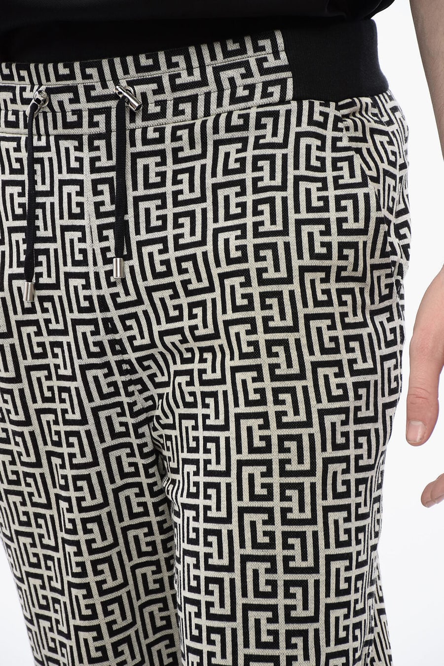 Balmain 2550~Double-Jersey Joggers with Monogram Pattern, view 3