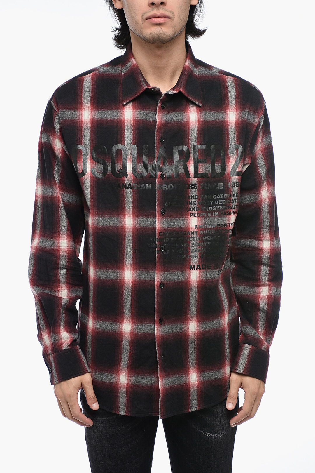 Dsquared2 2550~Flannel Shirt with Lettering Print