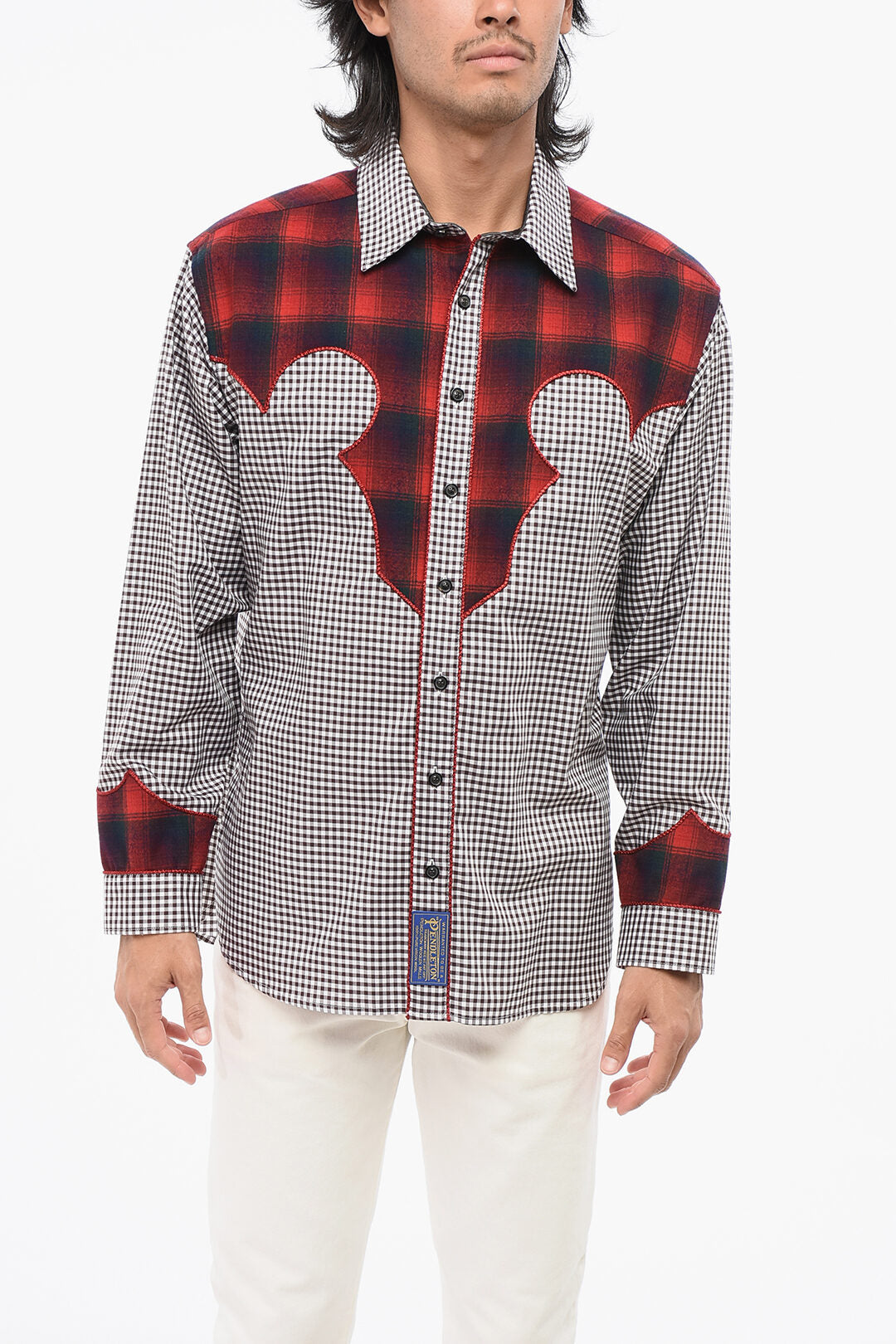 Maison Margiela 2550~MM0 Checked Cotton Poplin Shirt with Italian Collar