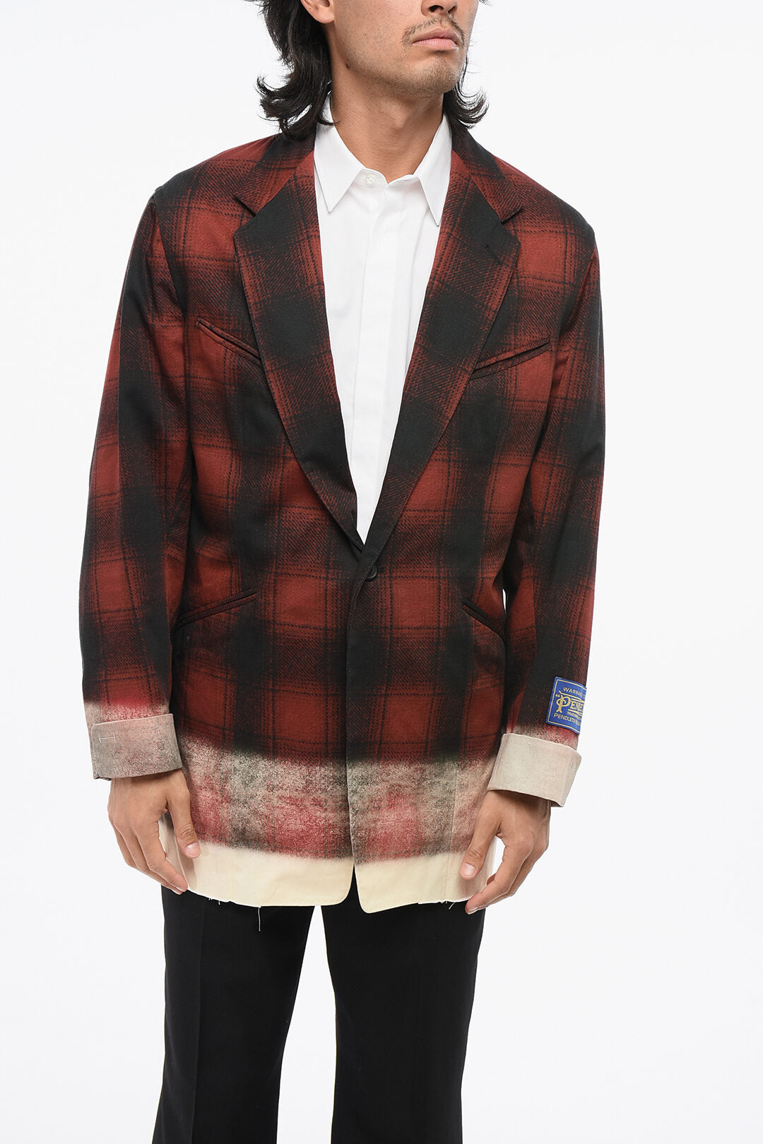 Maison Margiela 2550~MM1 One-Button Cotton Ombre-Effect Blazer with Flap Pockets
