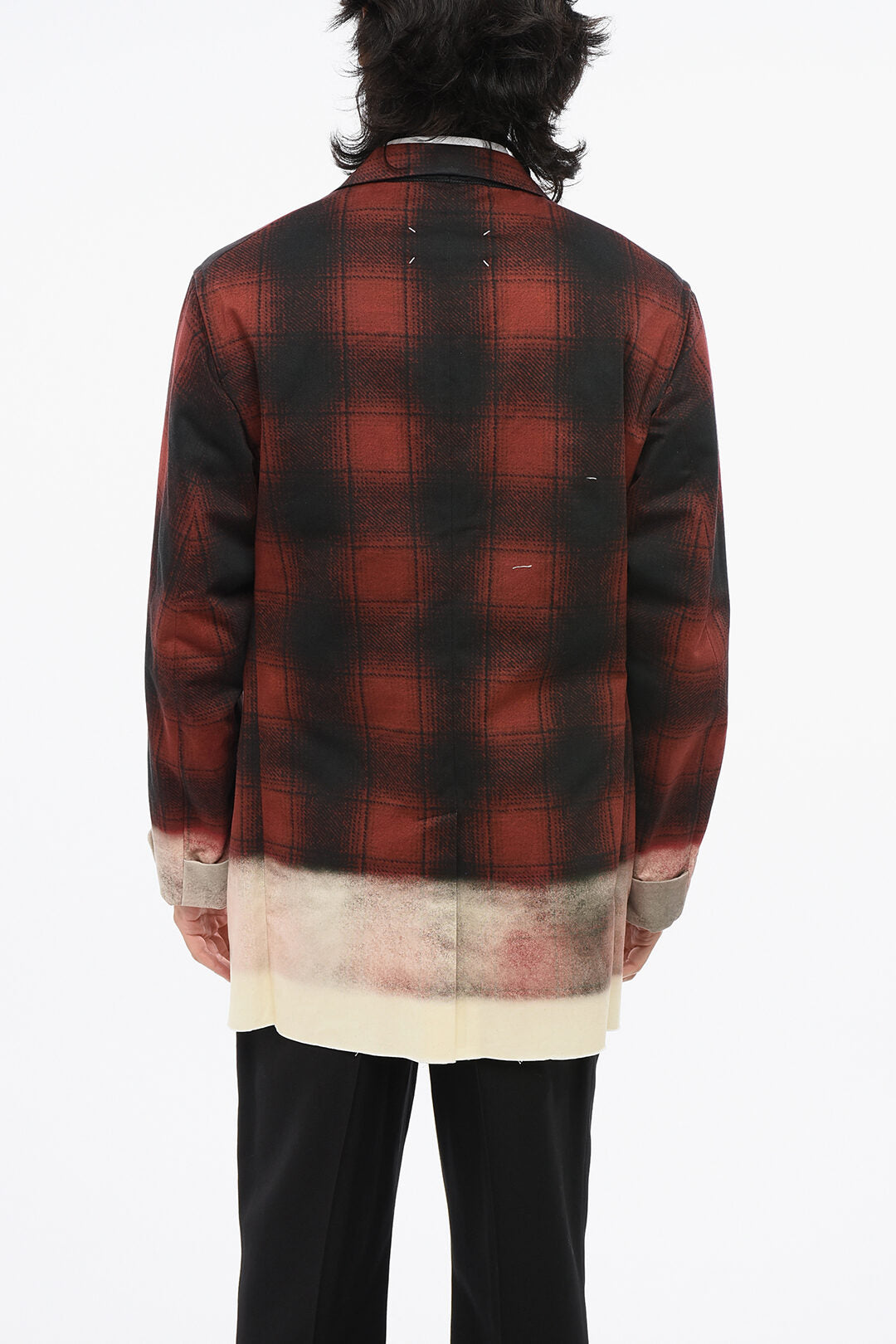 Maison Margiela 2550~MM1 One-Button Cotton Ombre-Effect Blazer with Flap Pockets, view 2