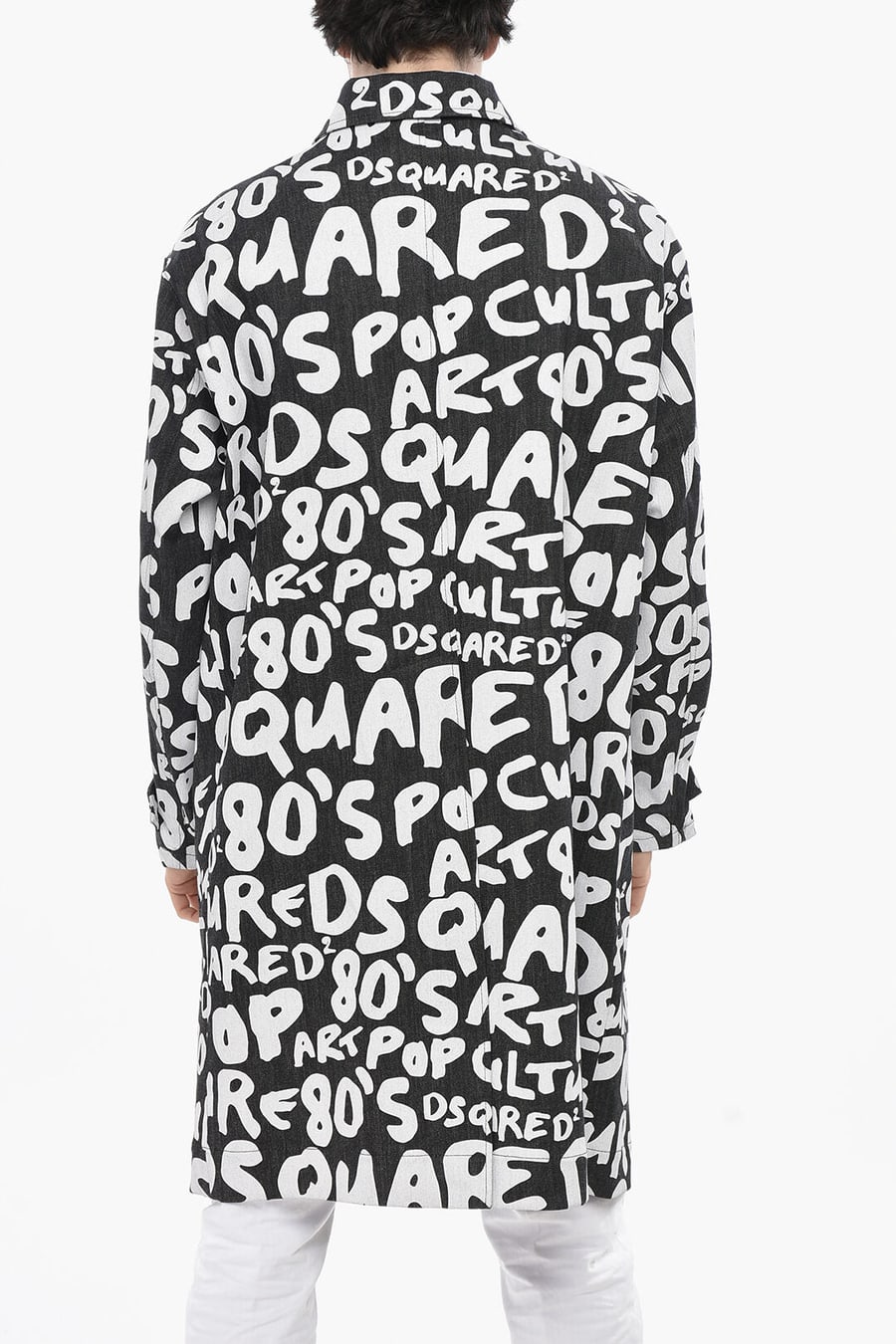 Dsquared2 2550~Monogram-Pattern Denim Trench with Flap Pockets, view 2
