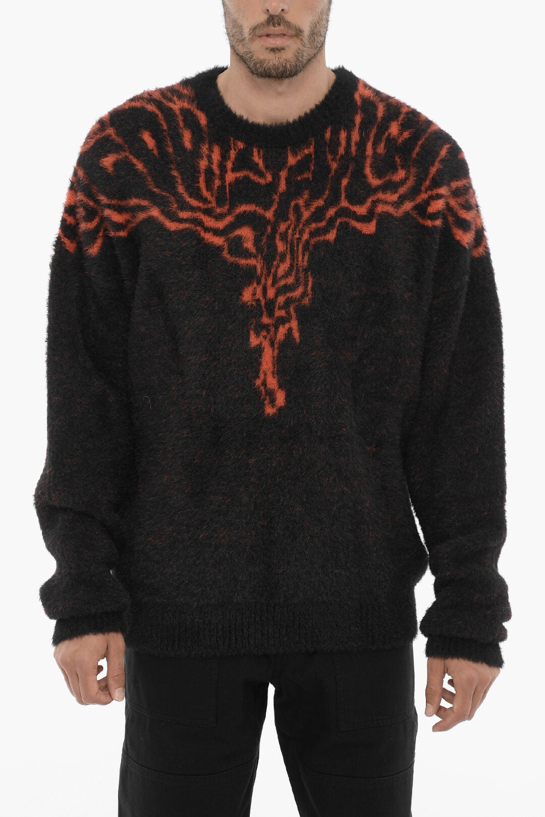 Marcelo Burlon 2550~Nylon Crewneck Sweater with Contrast Embroidery