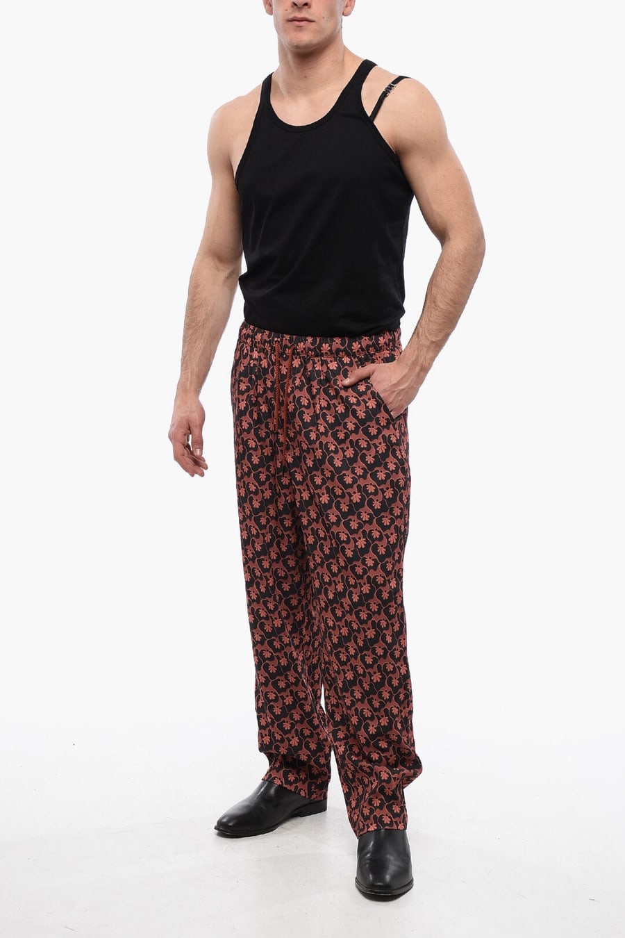 Viktor & Rolf 2550~Pajama Trousers with Floral Pattern and Drawstring, view 3