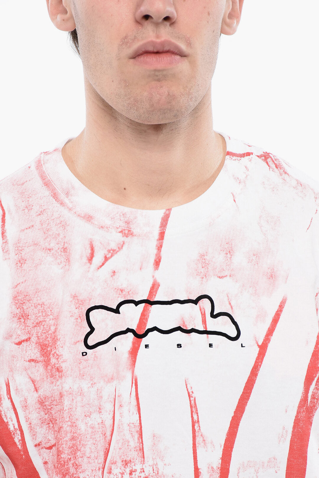 Diesel 2550~RED TAG Crew Neck T-shirt T-JUST-N3 Crinkled Effect