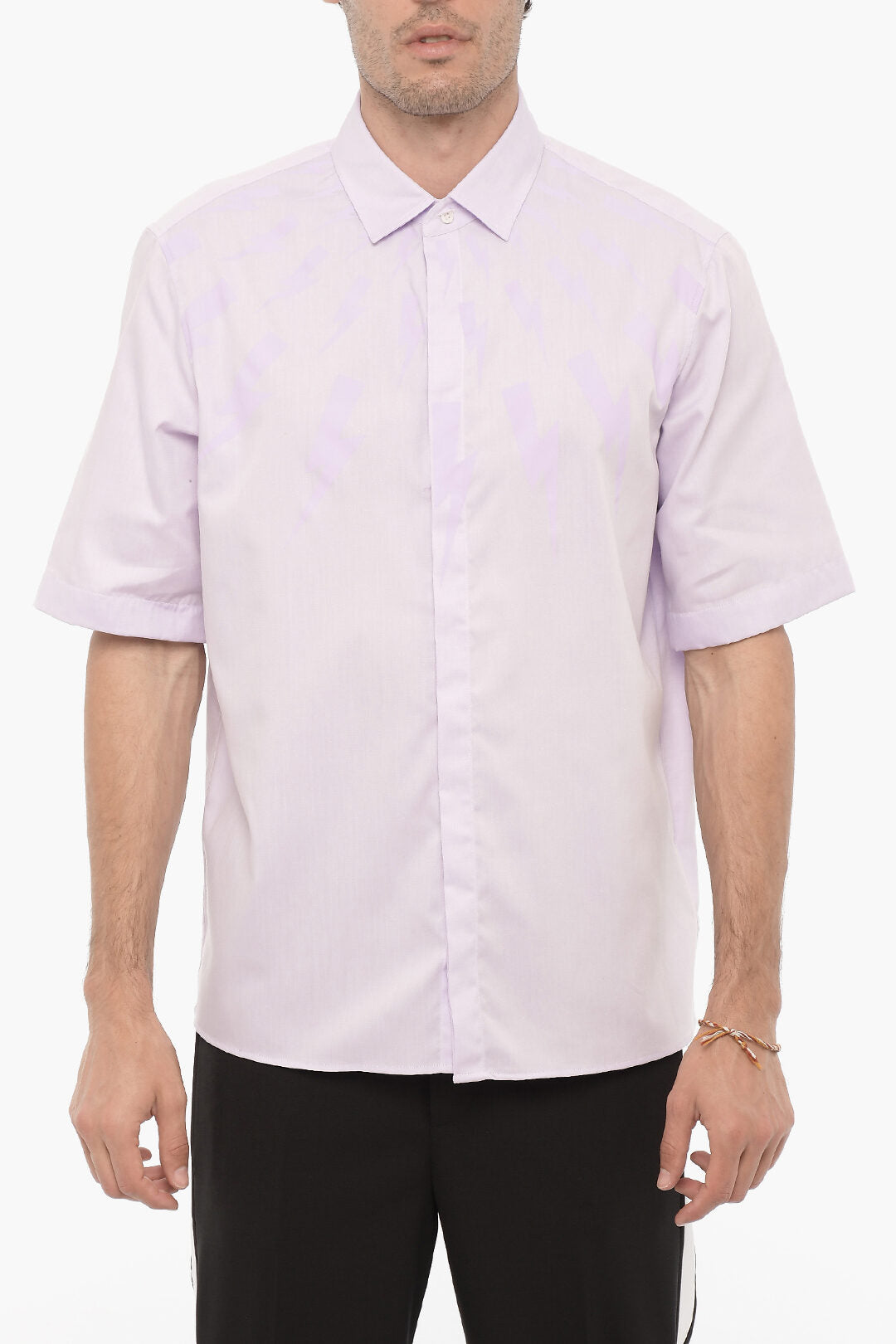 Neil Barrett 2550~Short-Sleeve Shirt FAIRISLE THUNDERBOLT