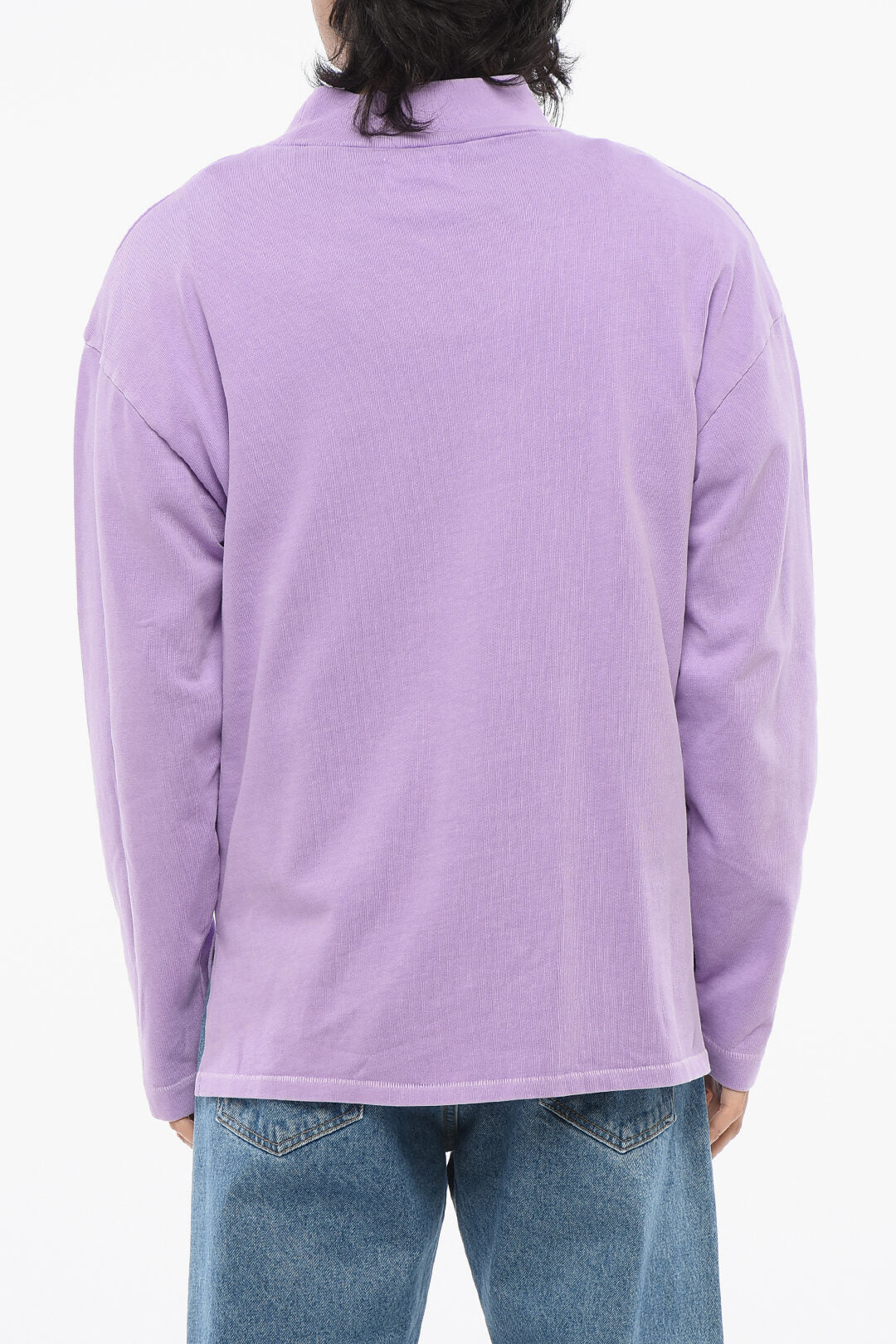 Erl 2550~Solid-Color Mock-Neck Sweatshirt with Contrast Patch