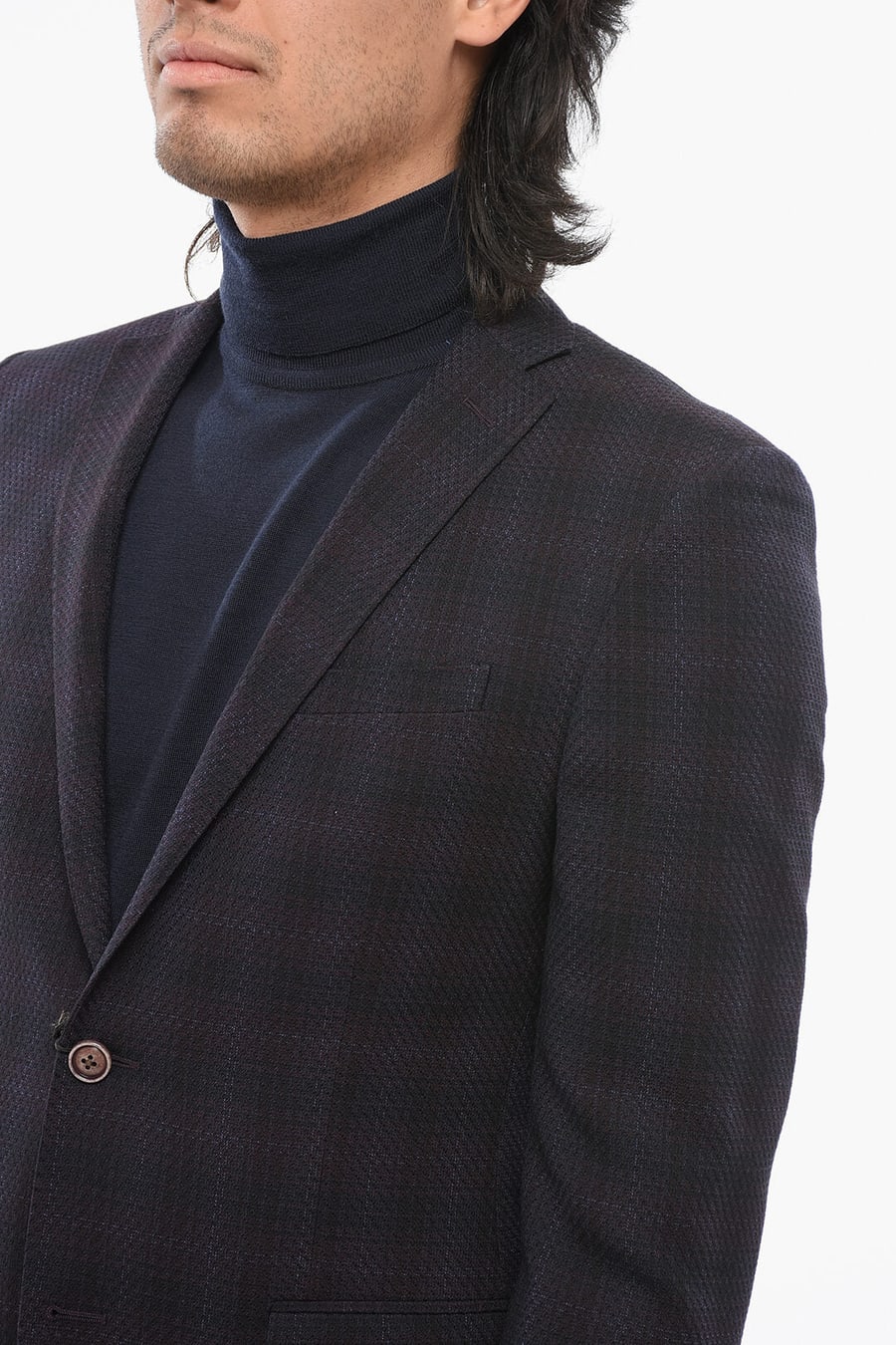 Nino Danieli 2550~Virgin Wool Blazer with Checked Pattern, view 3