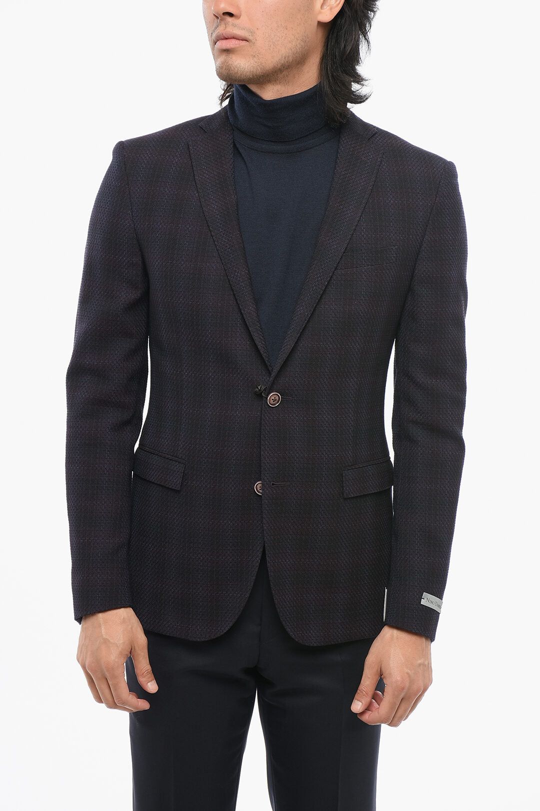 Nino Danieli 2550~Virgin Wool Blazer with Checked Pattern