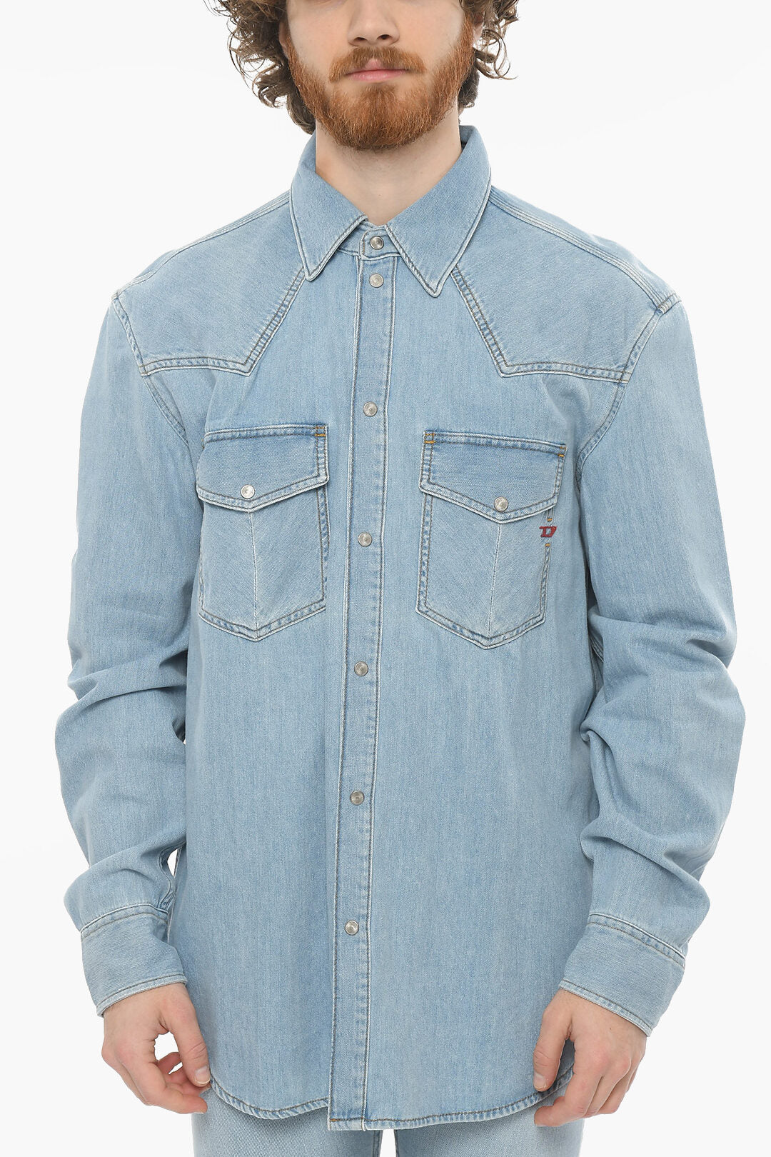 Diesel 2750~LIBRARY Denim Shirt OCEAN with Snap Buttons