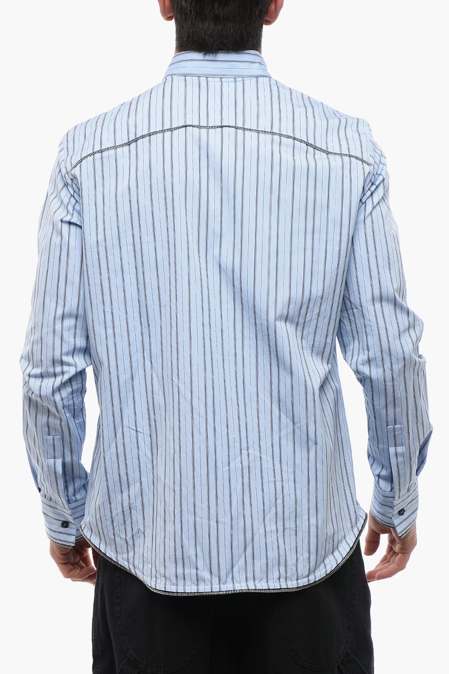 Off-White 2750~Poplin Shirt ZIP ROUND with Balanced Striped Pattern, view 2