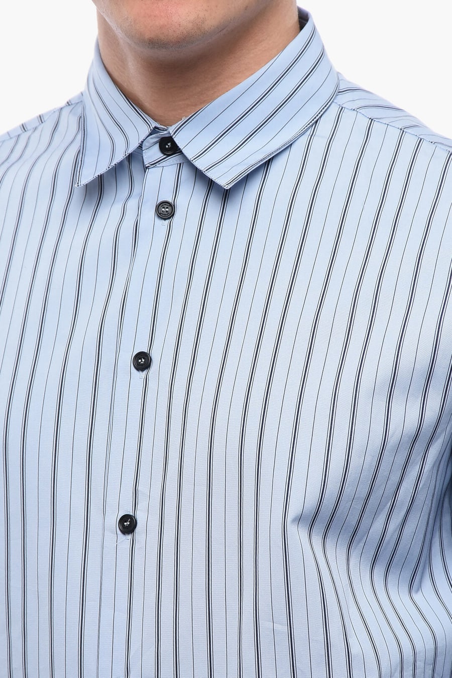 Off-White 2750~Poplin Shirt ZIP ROUND with Balanced Striped Pattern, view 3