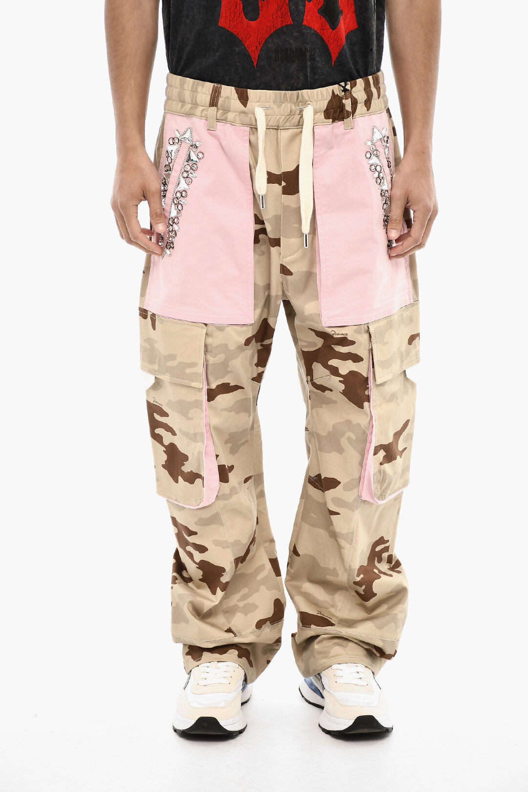 Dsquared2 2800~Camouflage Cargo Trousers with Maxi Jewel Pockets