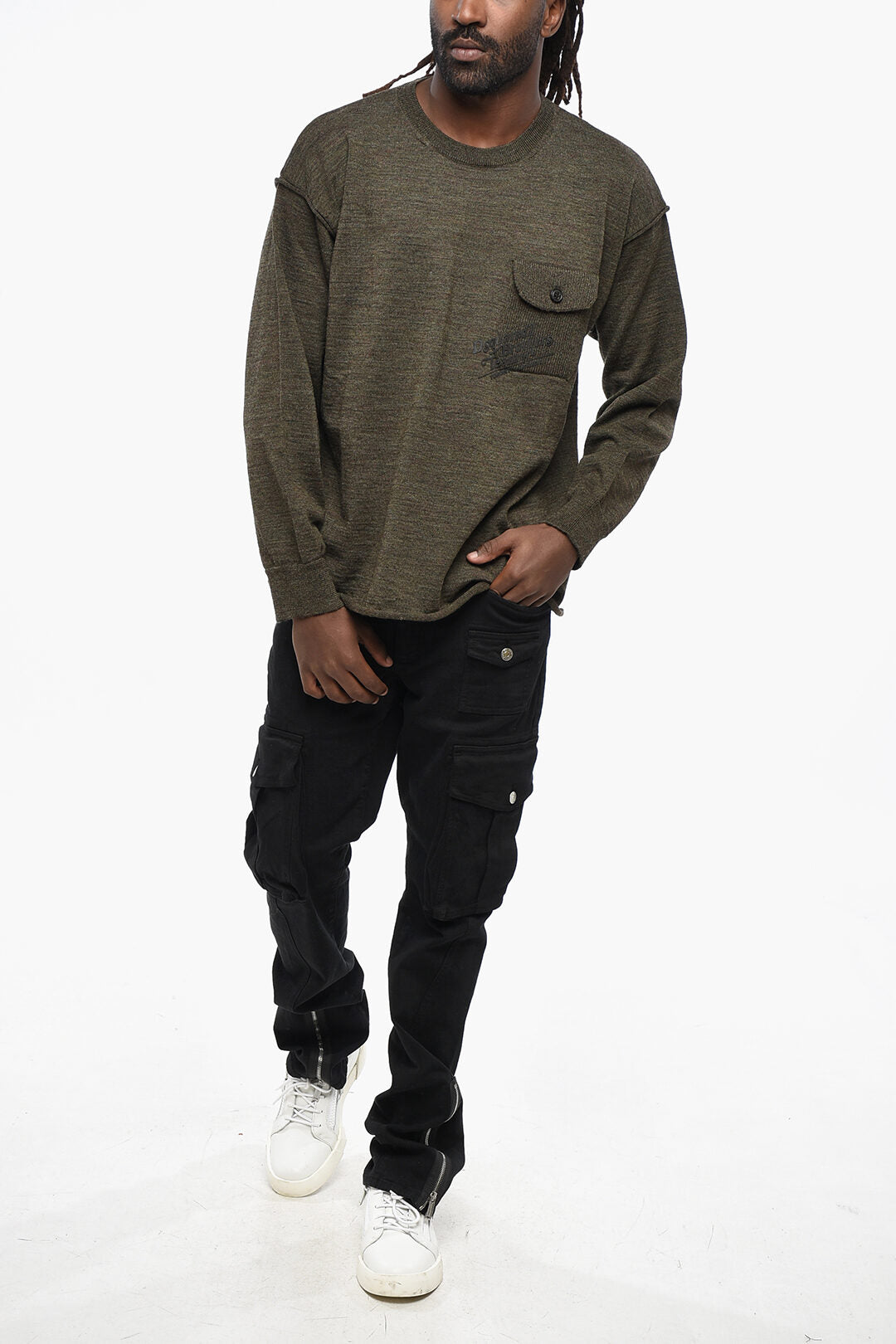 Dsquared2 2800~Virgin Wool Crewneck Sweater with Pocket