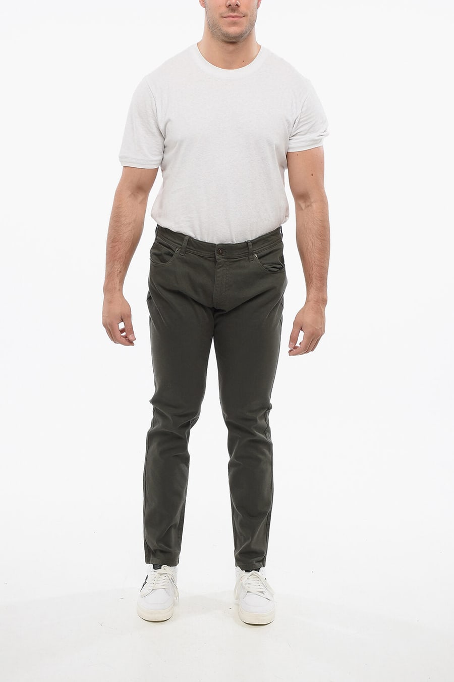 Corneliani 2850~CC COLLECTION Cotton 5-Pocket Trousers, view 4