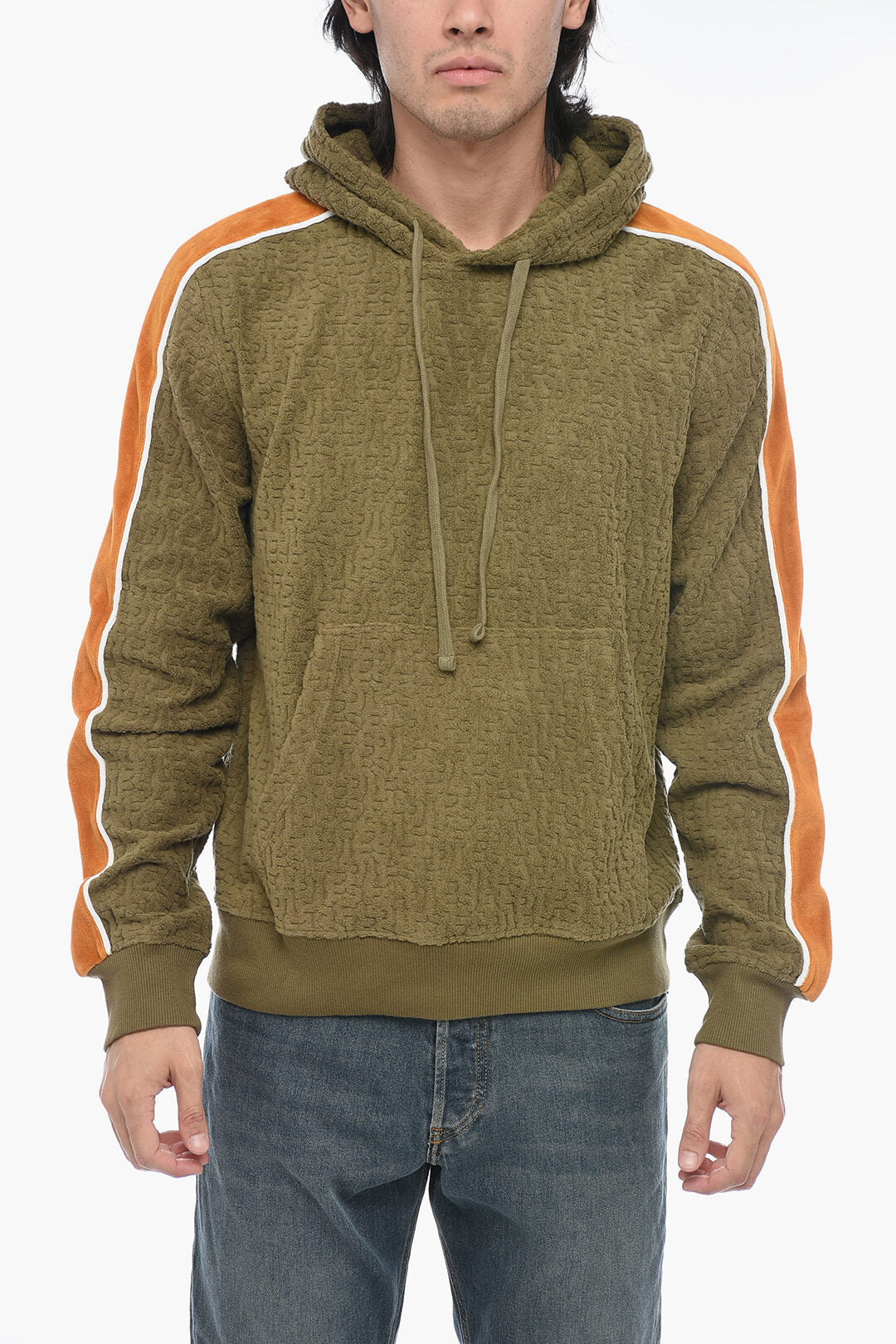 Diesel 2850~Chenille Contrast-Band Hooded Sweatshirt S-GINBERO
