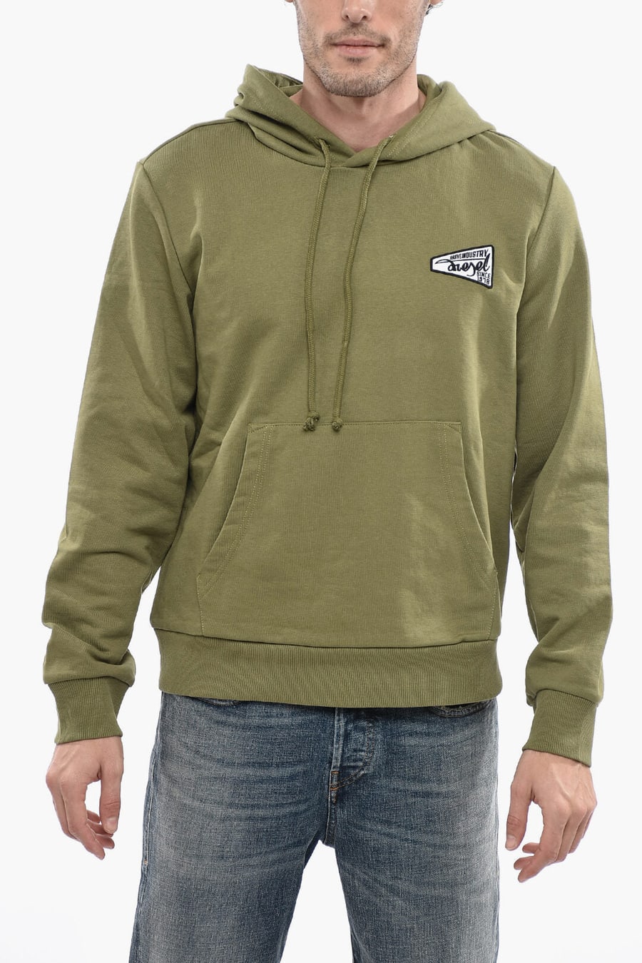 Diesel 2850~Hoodie Sweatshirt S-GINN-HOOD-K31 Solid-Color with Contrast Logo