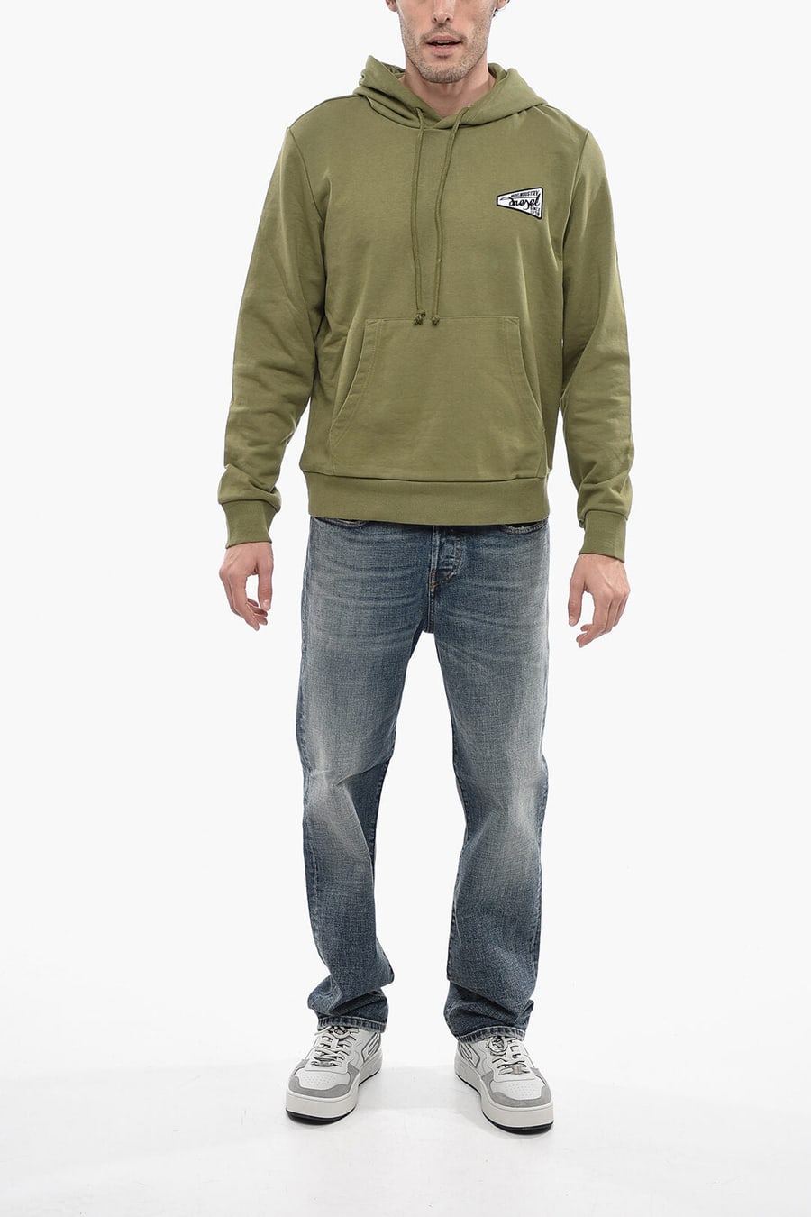 Diesel 2850~Hoodie Sweatshirt S-GINN-HOOD-K31 Solid-Color with Contrast Logo, view 3