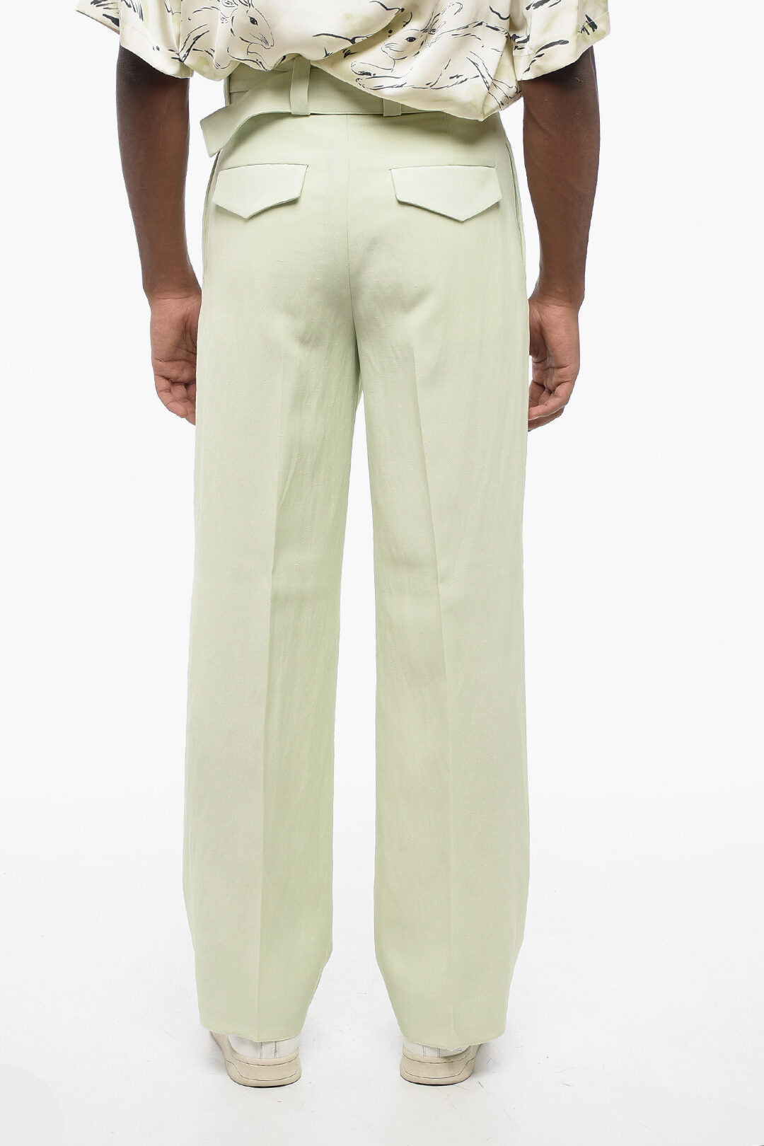Jil Sander 2850~Linen-Blend Trousers FLUID with 1 Pleat