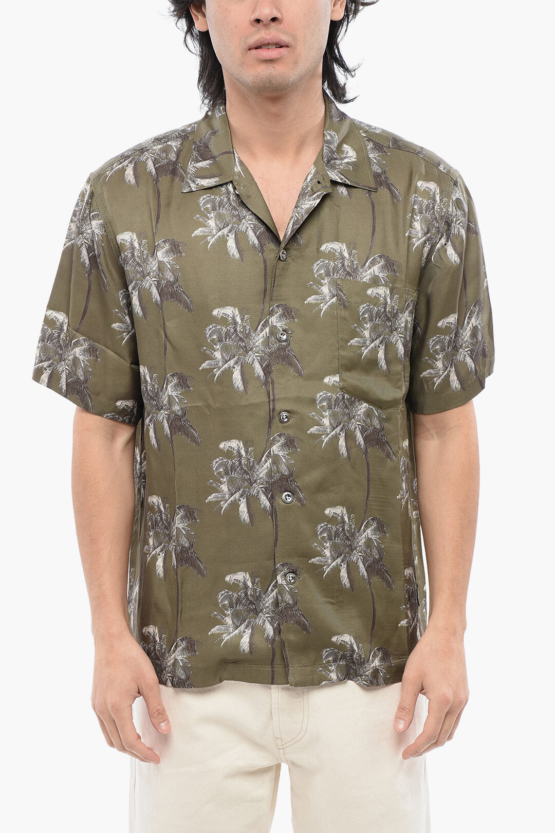 Diesel 2850~RED TAG Short-Sleeve Shirt BMOWT-ADRIAN with Palm Print