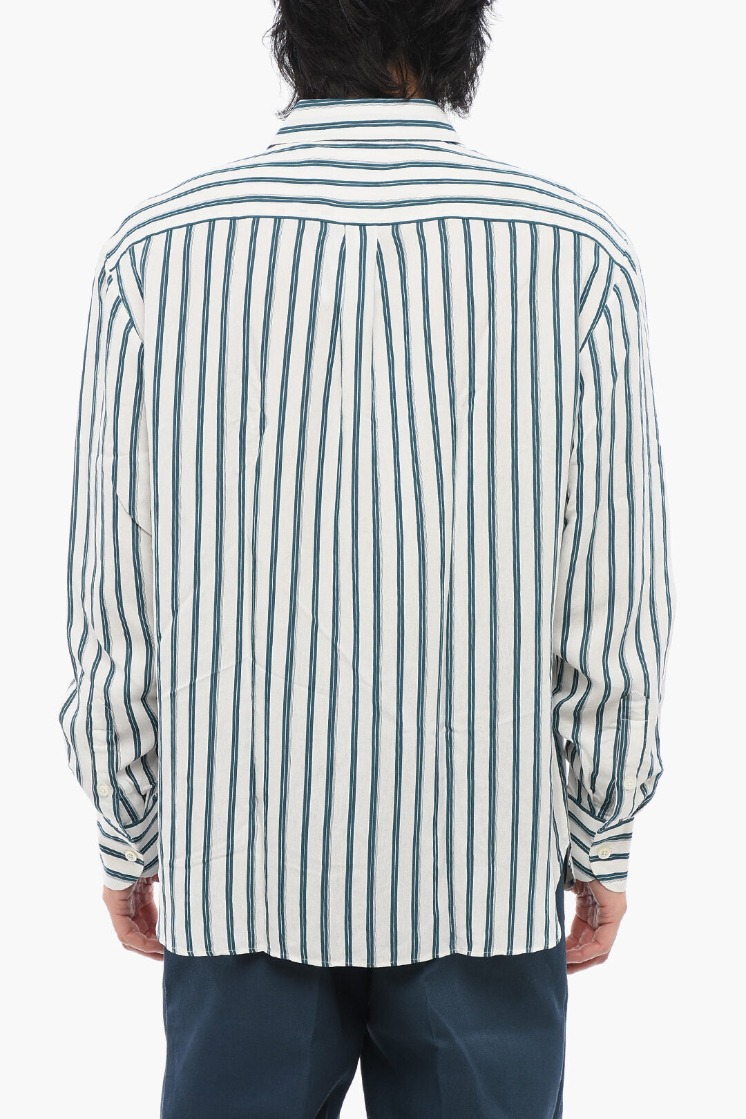PT01 2850~Striped Shirt with Double Chest Pocket and Italian Collar, view 2