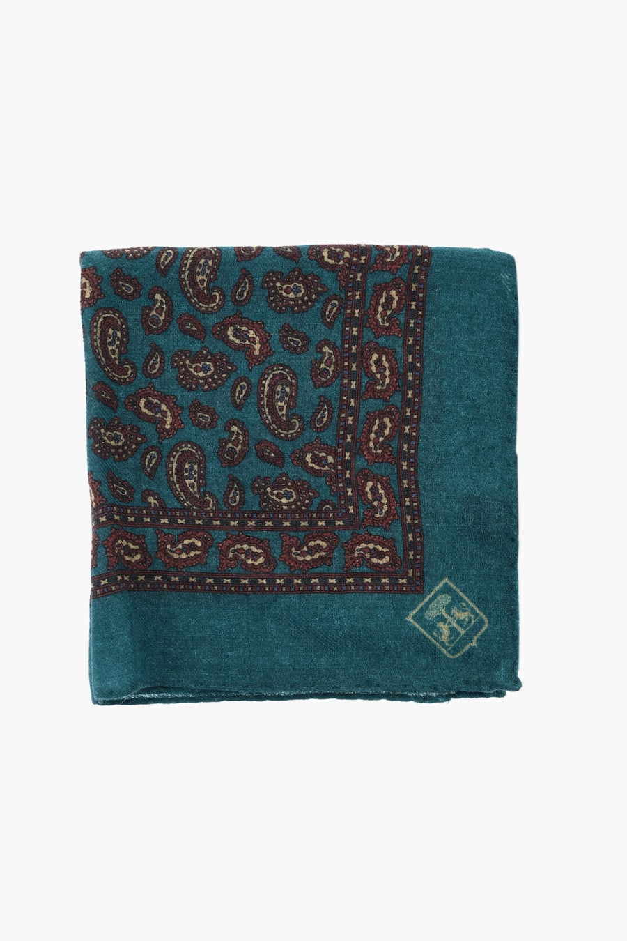 Corneliani 2850~Wool Pocket Square with Paisley Pattern