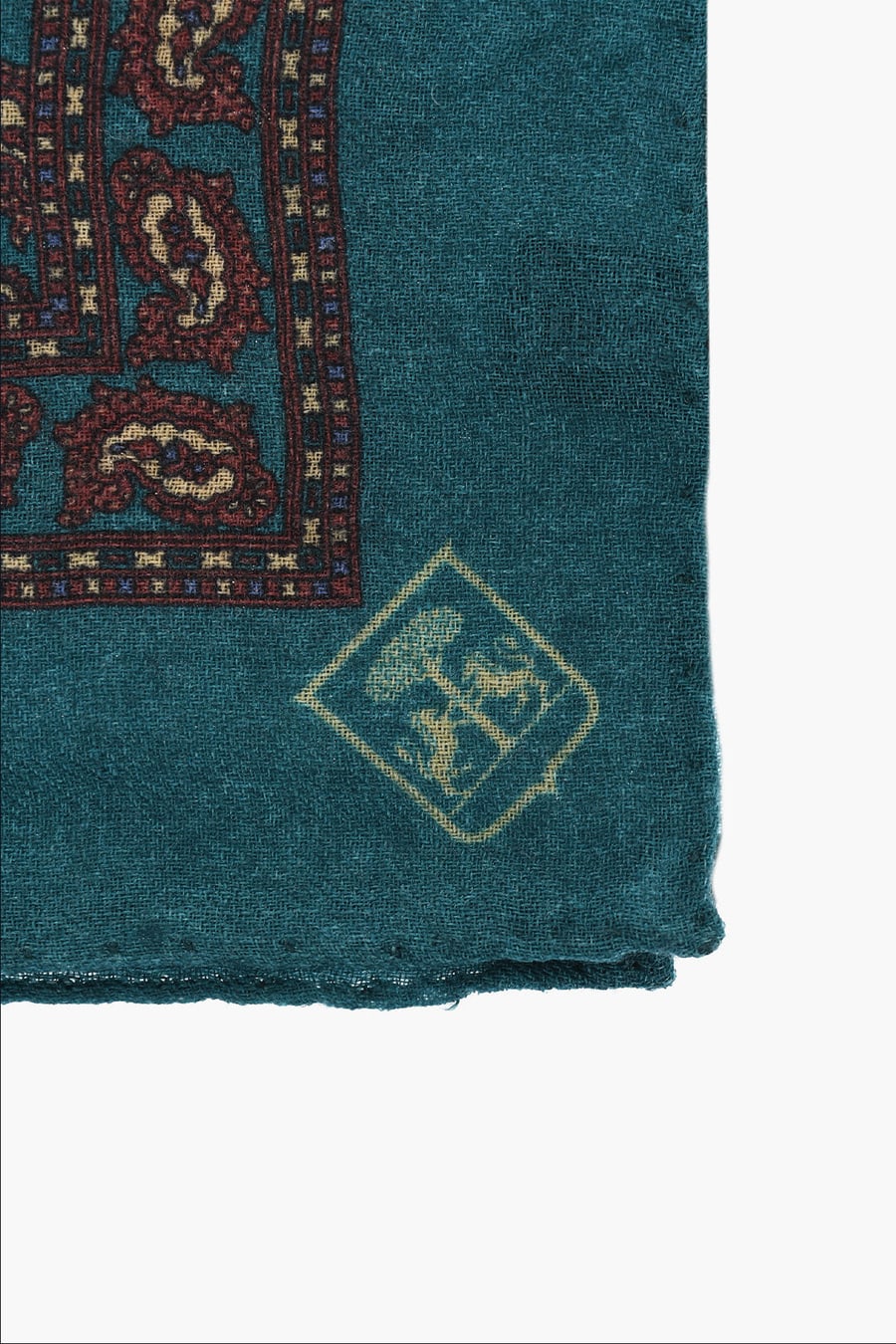 Corneliani 2850~Wool Pocket Square with Paisley Pattern, view 2