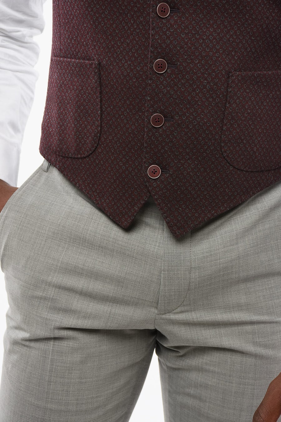Nino Danieli 2900~7-Button Wool Waistcoat with Patch Pocket, view 3