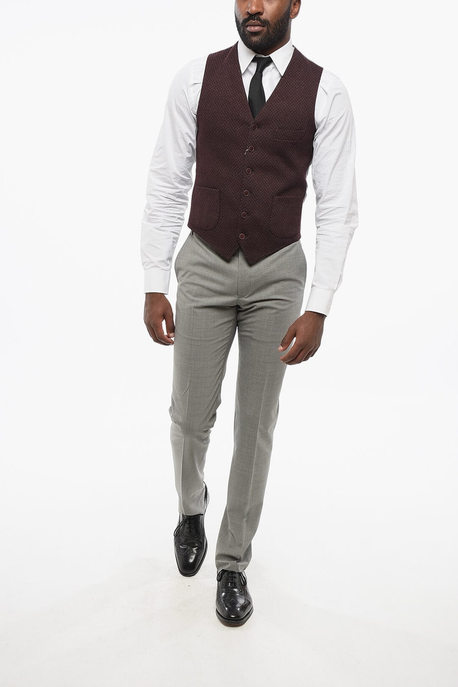 Nino Danieli 2900~7-Button Wool Waistcoat with Patch Pocket, view 4