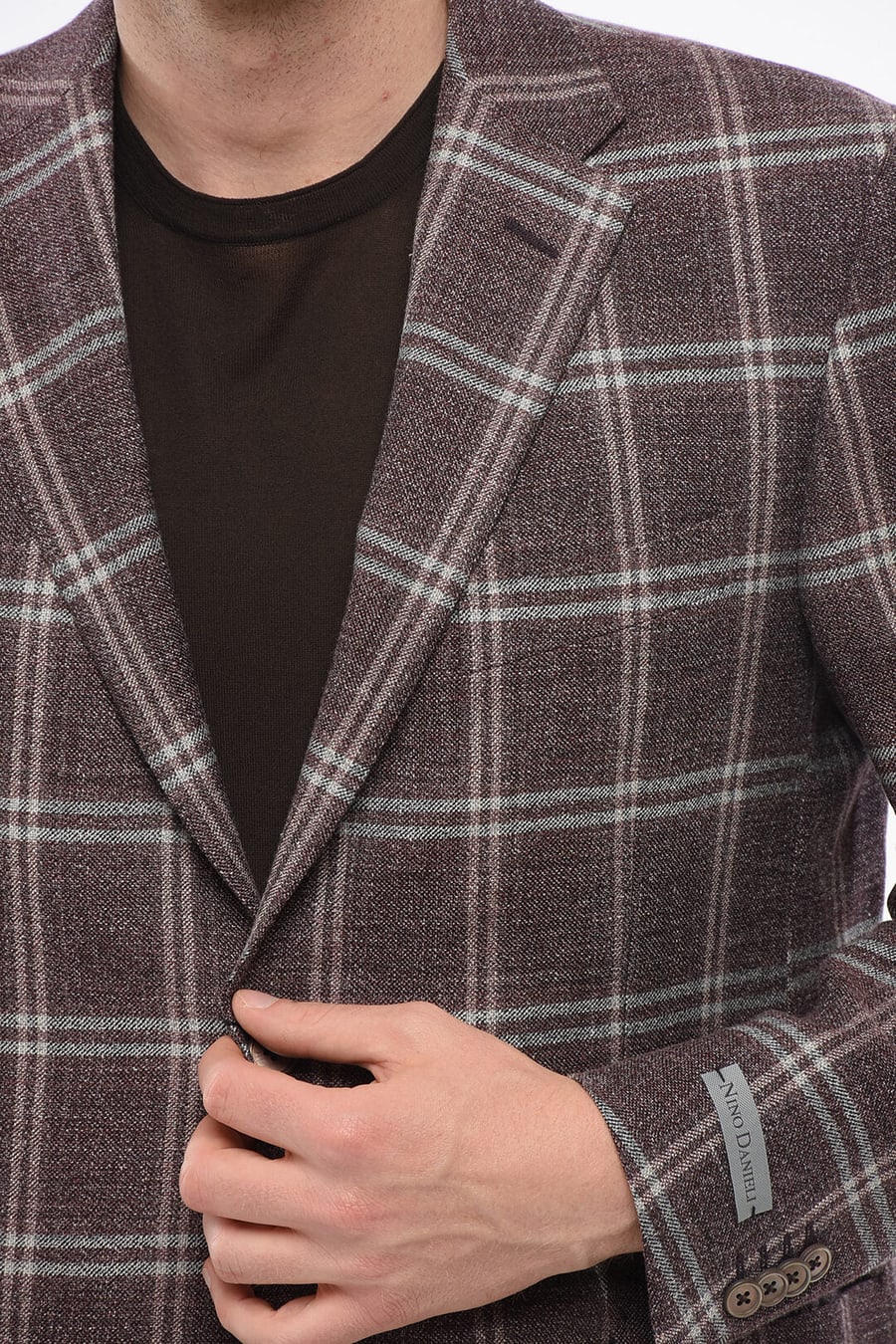 Nino Danieli 2900~Wool Single-Breasted Blazer with Check Pattern, view 3