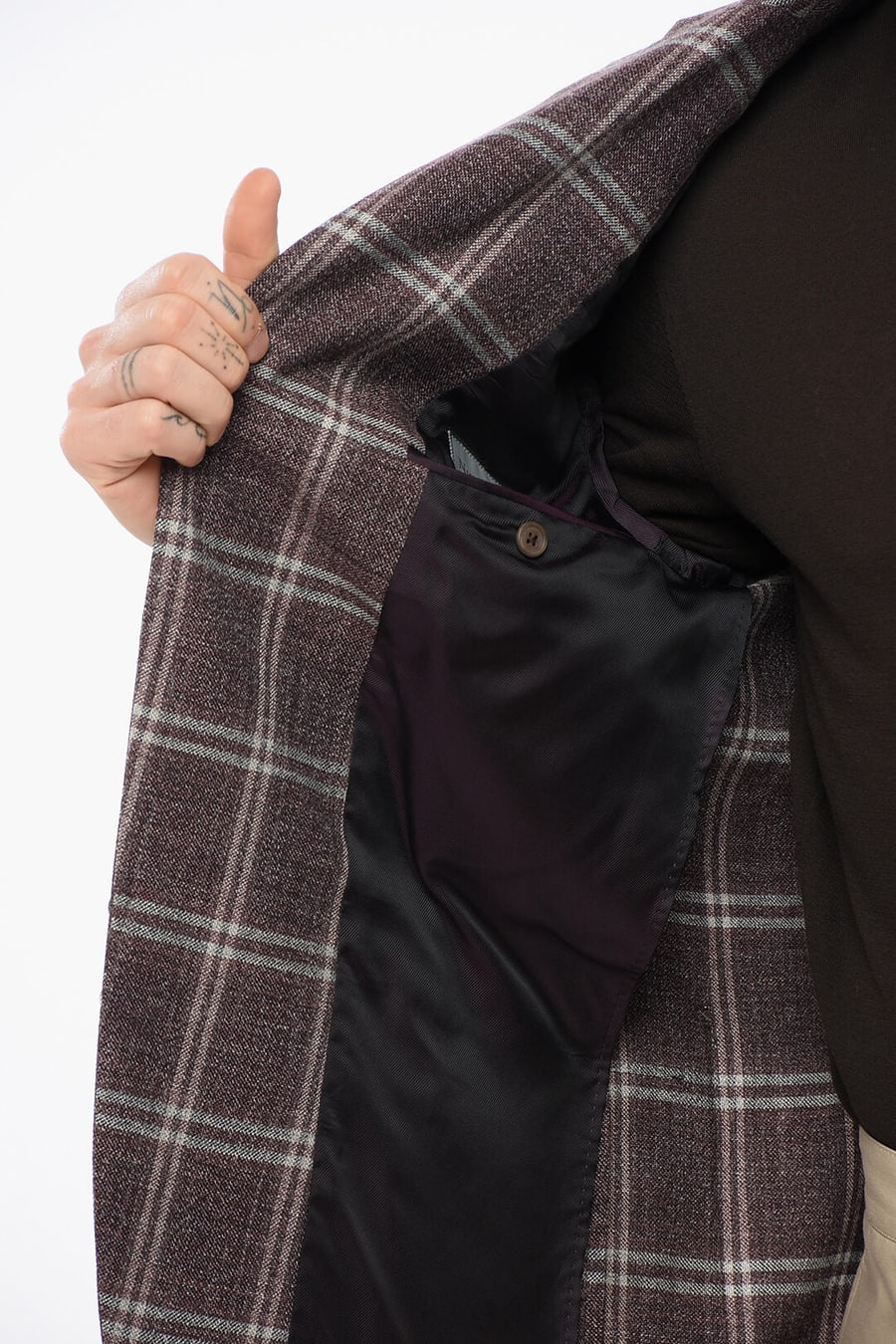 Nino Danieli 2900~Wool Single-Breasted Blazer with Check Pattern, view 4