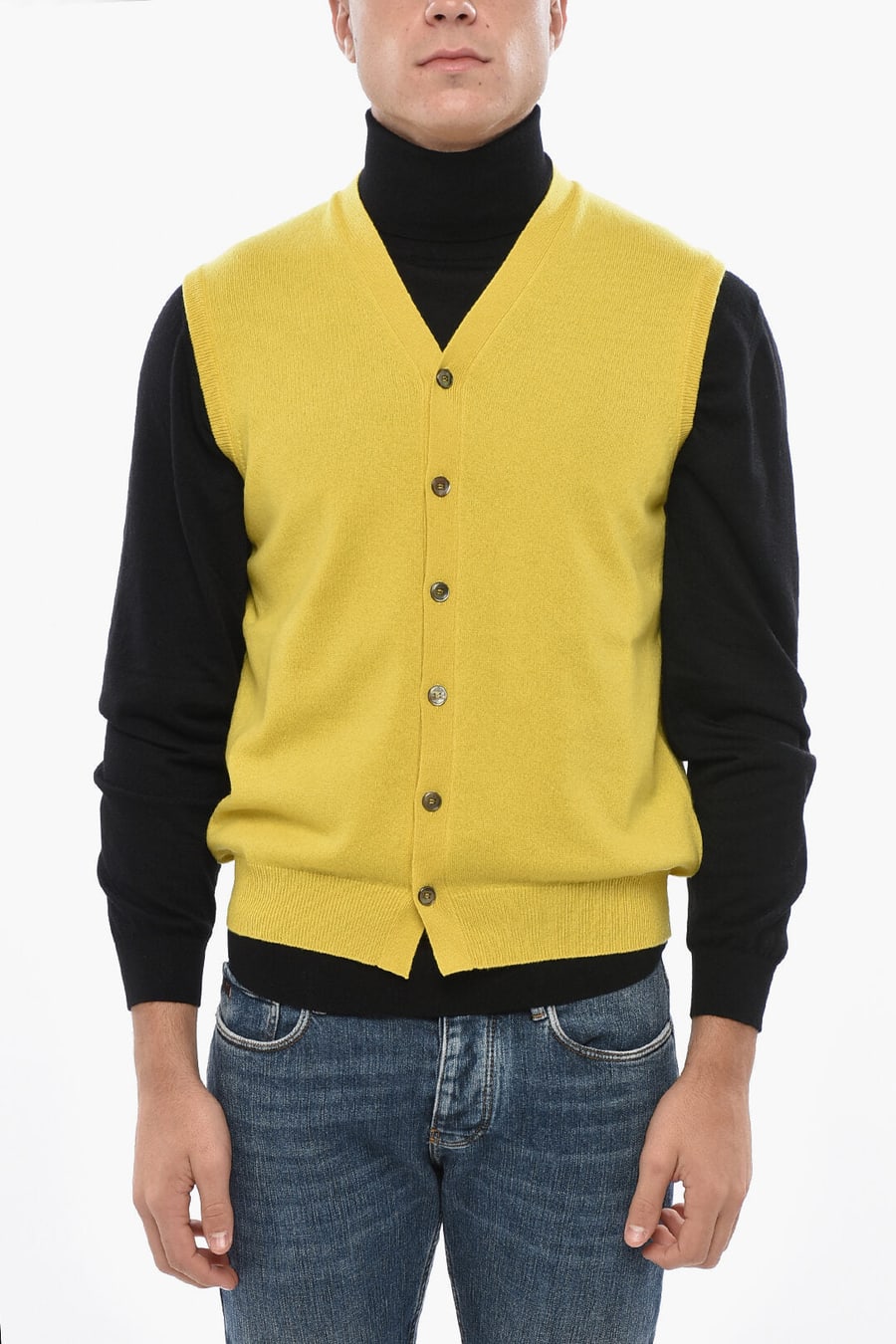 Malo 3000~Cashmere Sleeveless Sweater with Front Buttoning