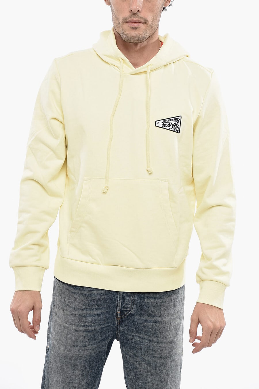 Diesel 3000~Hoodie Sweatshirt S-GINN-HOOD-K31 Solid-Color with Contrast Logo