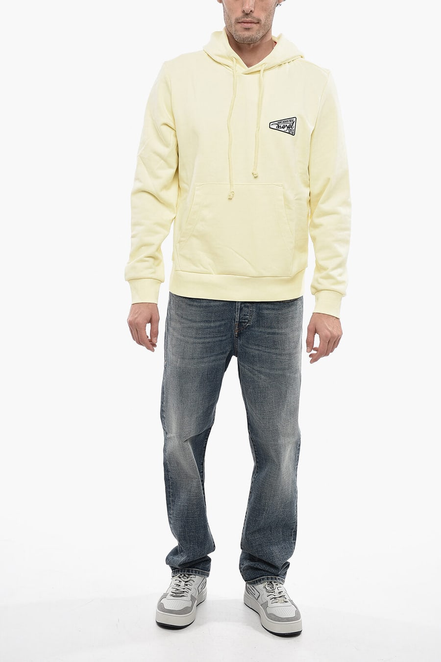 Diesel 3000~Hoodie Sweatshirt S-GINN-HOOD-K31 Solid-Color with Contrast Logo, view 4
