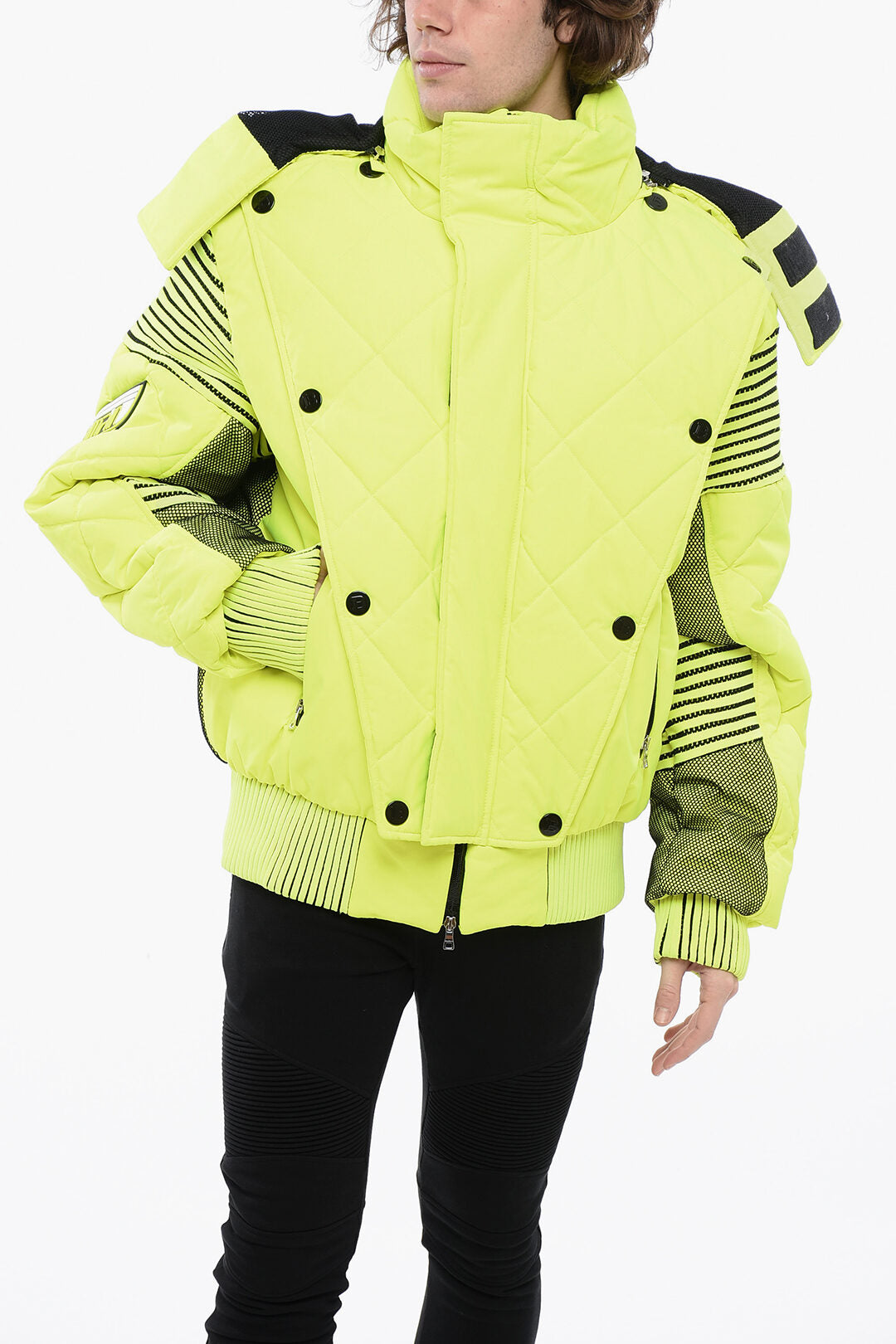 Balmain 3000~Padded Jacket NEON With Mesh Details And Removable Hood