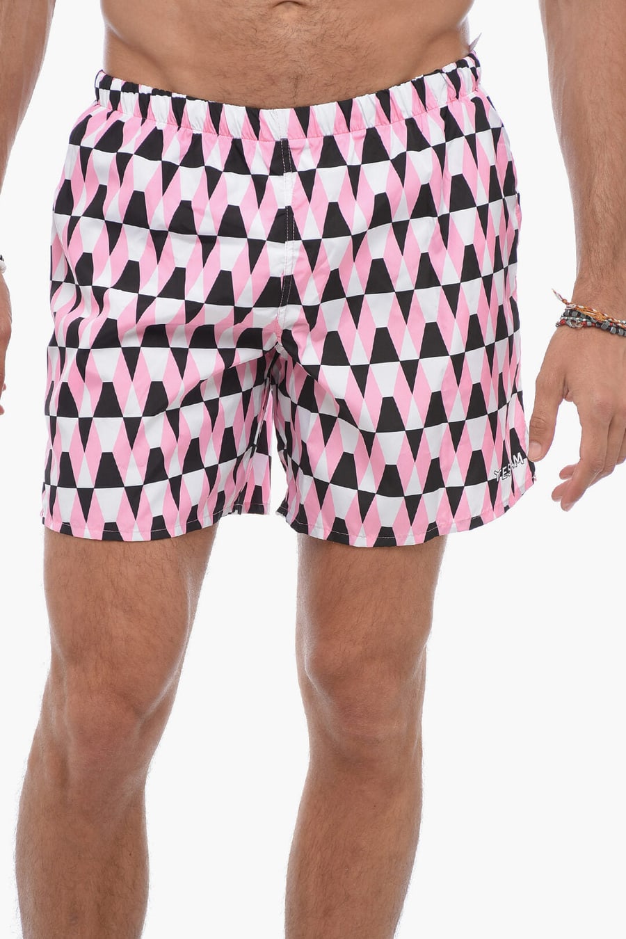 Yes I Am 3050~Argyle Boxer Swim Trunks