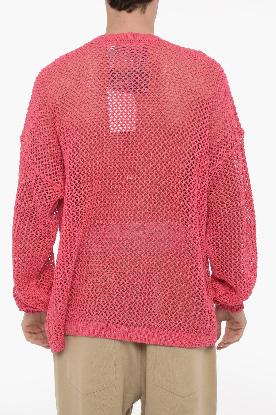 RAMAEL 3050~Cotton Maxi Openwork Crewneck Sweater, view 2