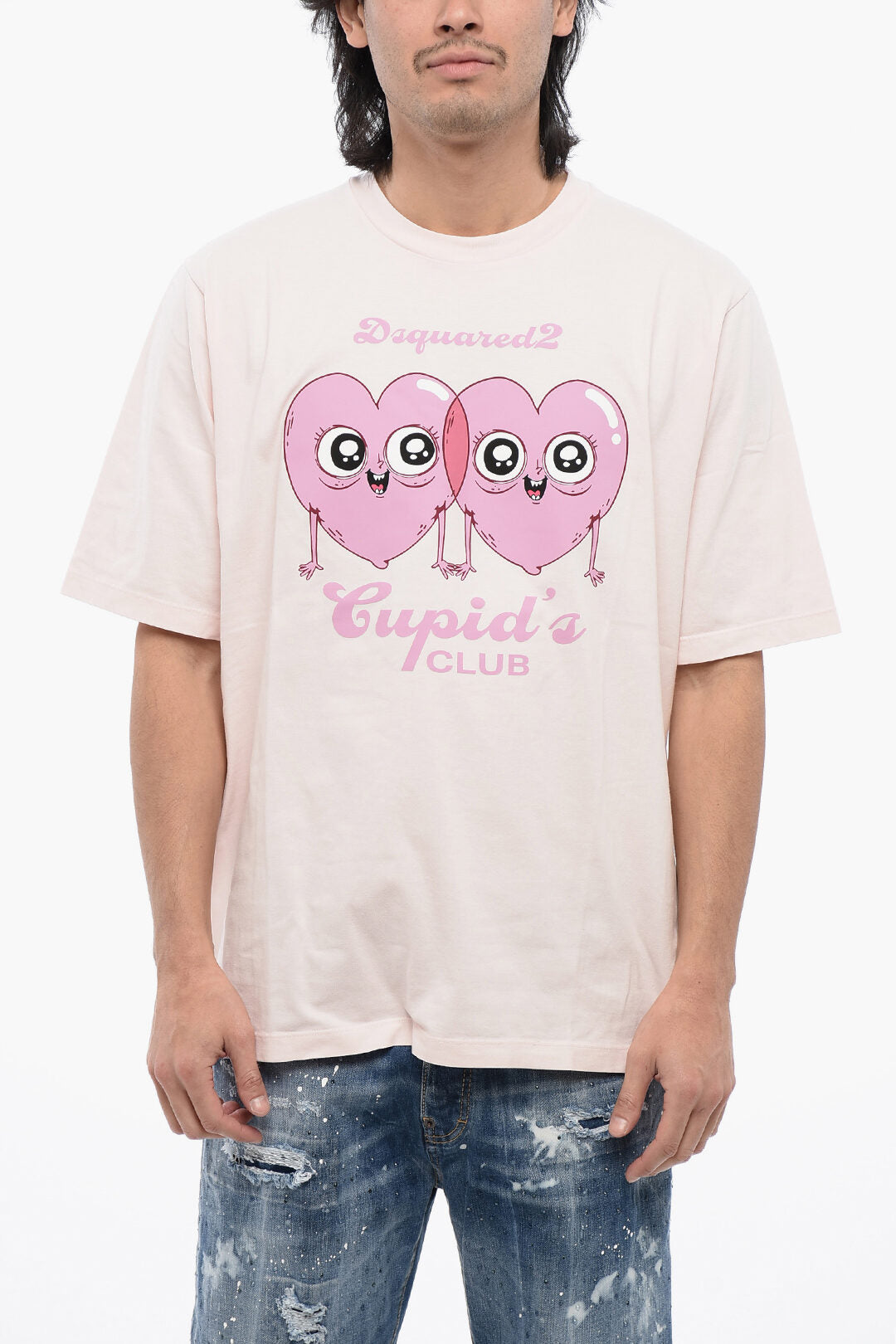 Dsquared2 3050~Crewneck Cotton T-Shirt CUPID'S CLUB