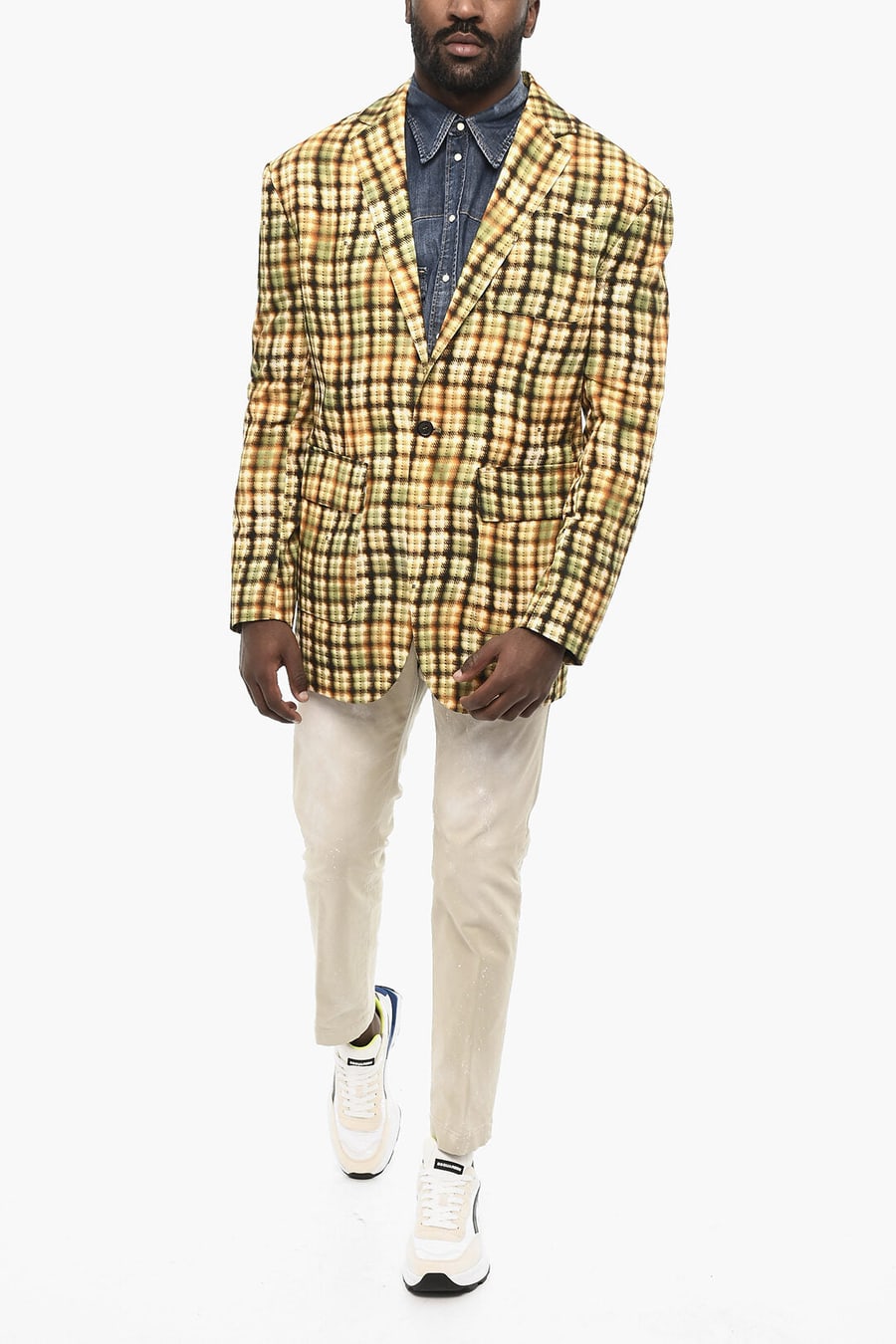 Dsquared2 3250~Acid-Wash Effect Blazer with Patch Pockets, view 4