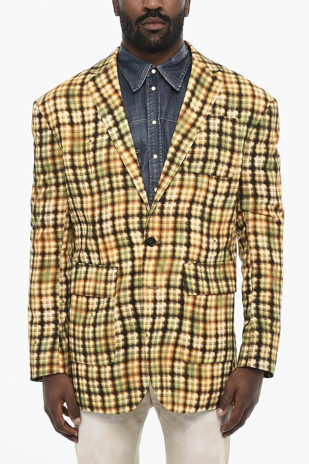 Dsquared2 3250~Acid-Wash Effect Blazer with Patch Pockets