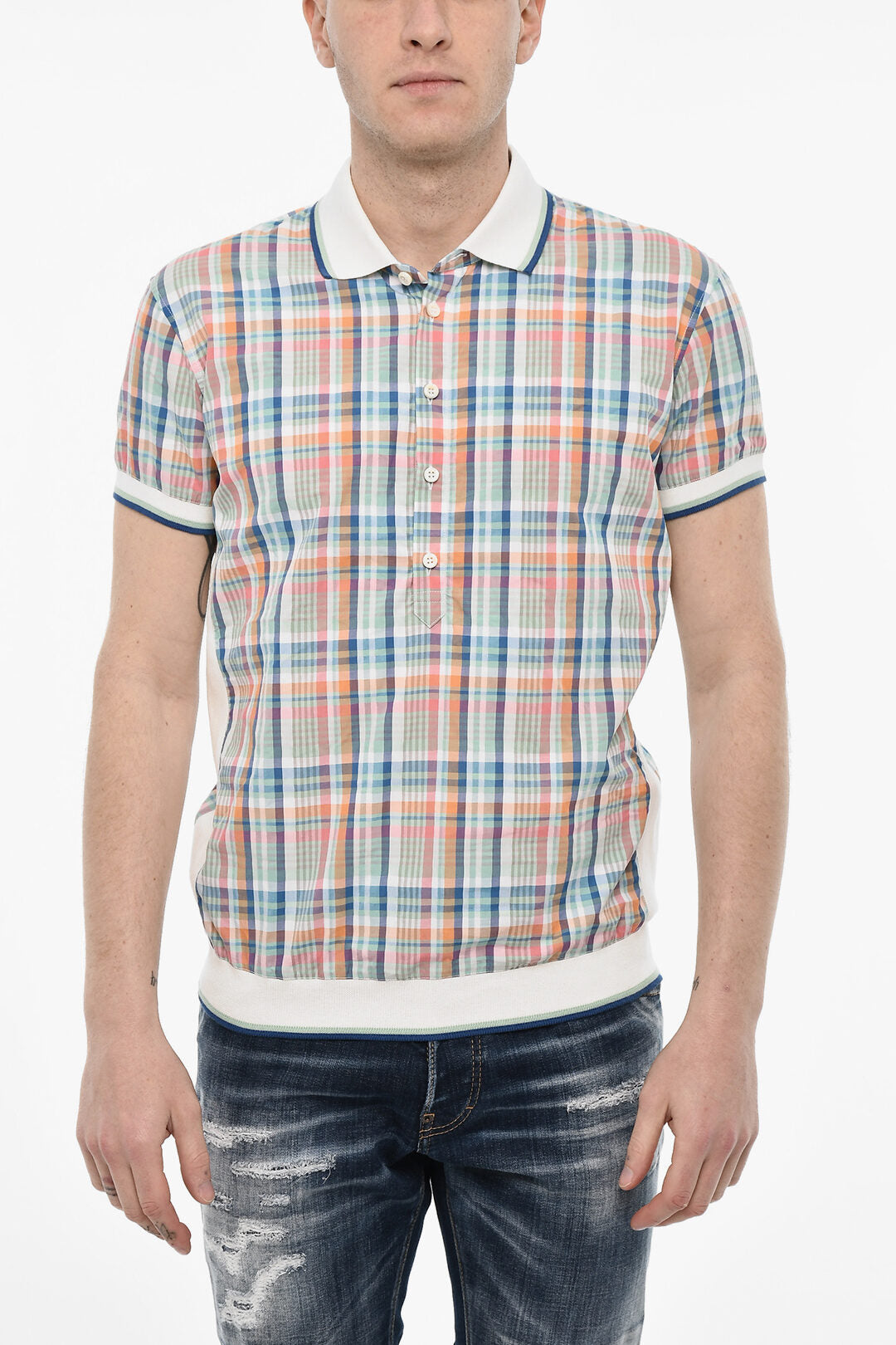 Dsquared2 3250~Checked Shirt with Knit Details