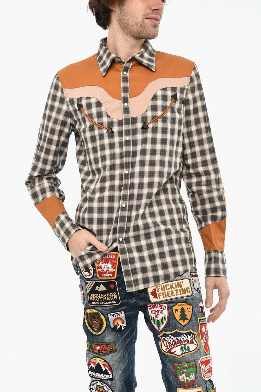 Dsquared2 3250~Checked Shirt with Snap Buttons