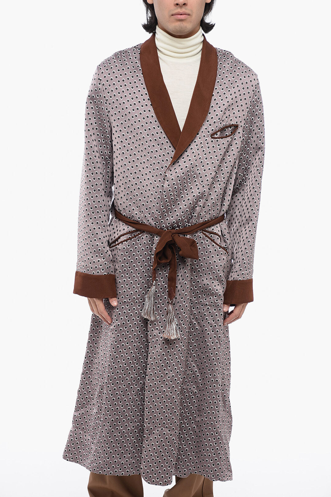 Maison Margiela 3250~MM1 Long Polka-Dot Cardigan with Belt