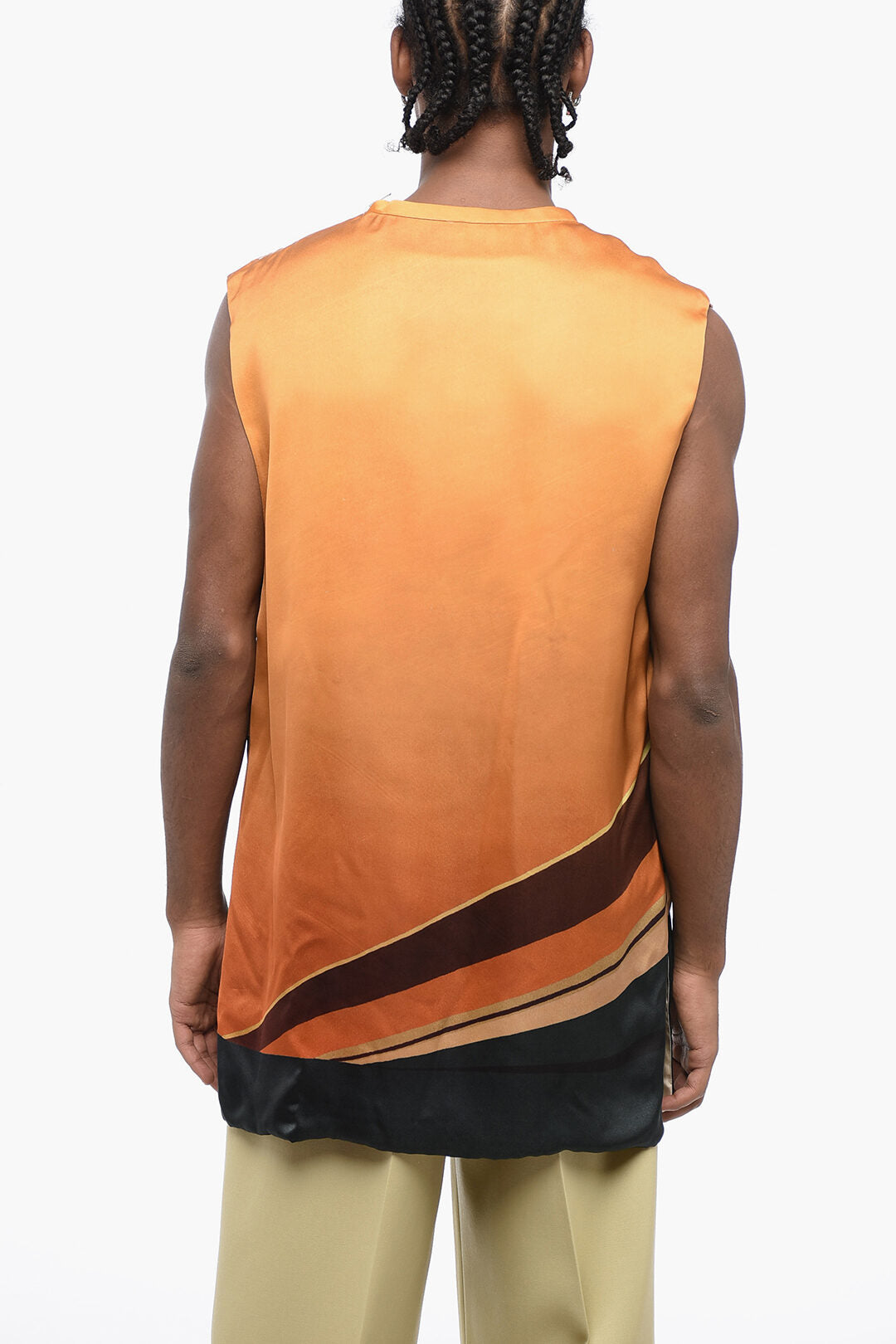Jil Sander 3250~Printed Viscose Tank Top GAS STATION