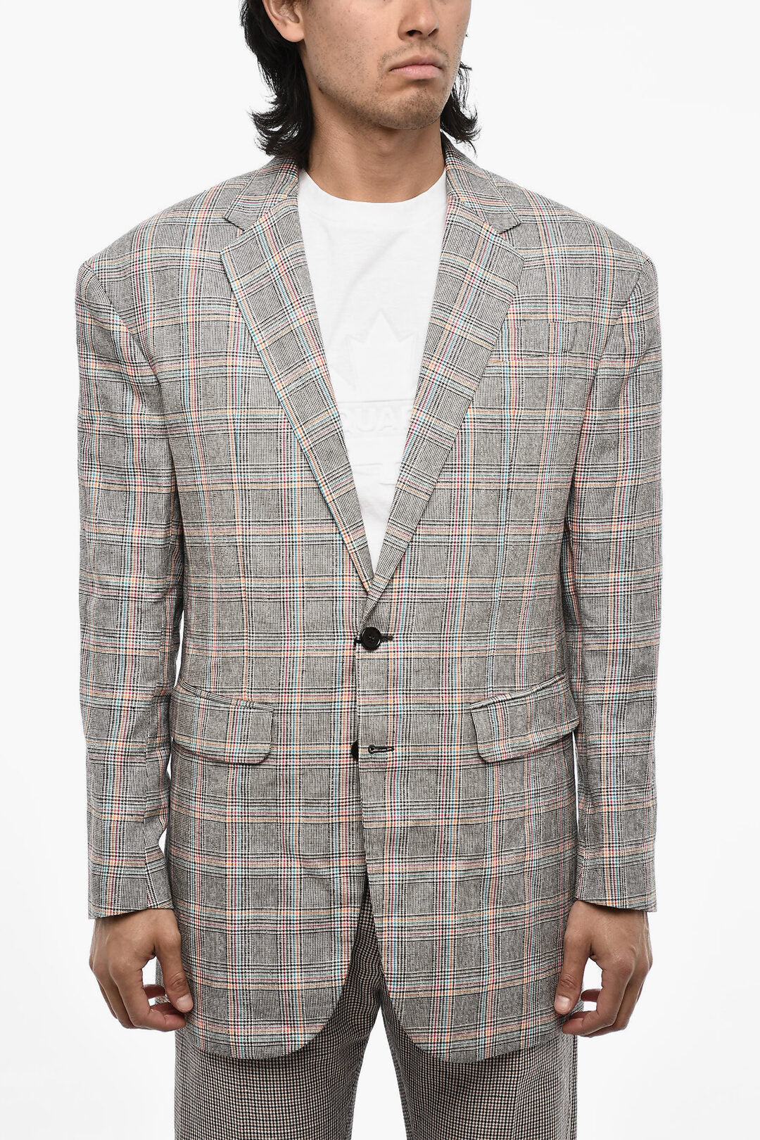 Dsquared2 3250~Two-Button Blazer Distich Check with Flap Pockets