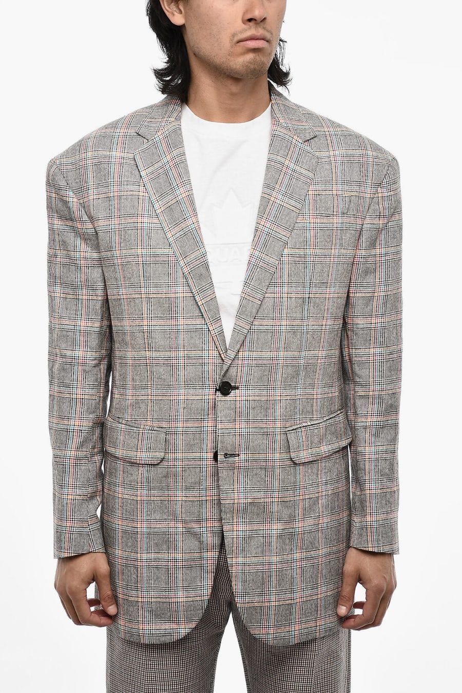 Dsquared2 3250~Two-Button Blazer Distich Check with Flap Pockets