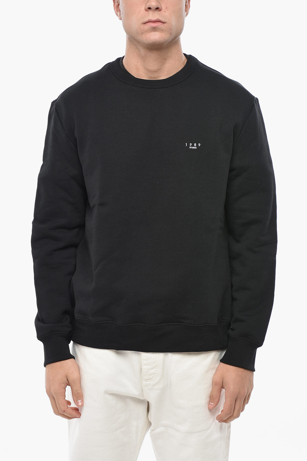 1989 Studio 3500~Brushed Cotton Crewneck Sweatshirt with Embroidered Logo