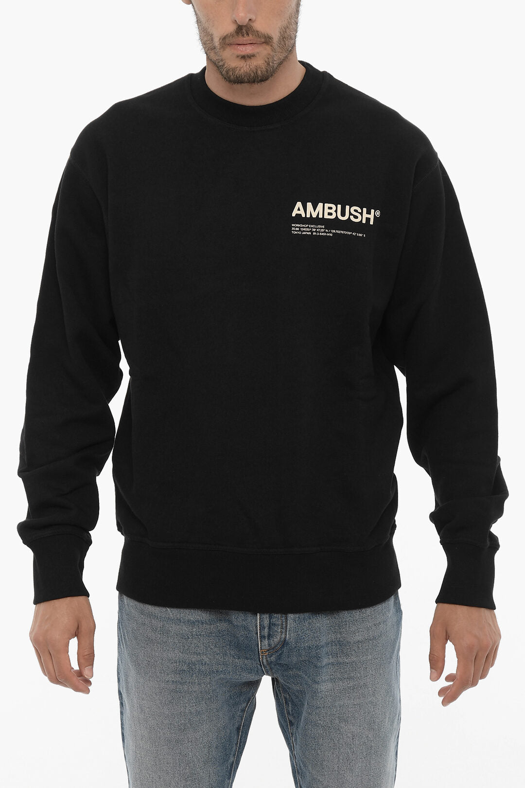 Ambush 3500~Brushed Cotton Crewneck Sweatshirt with Printed Logo