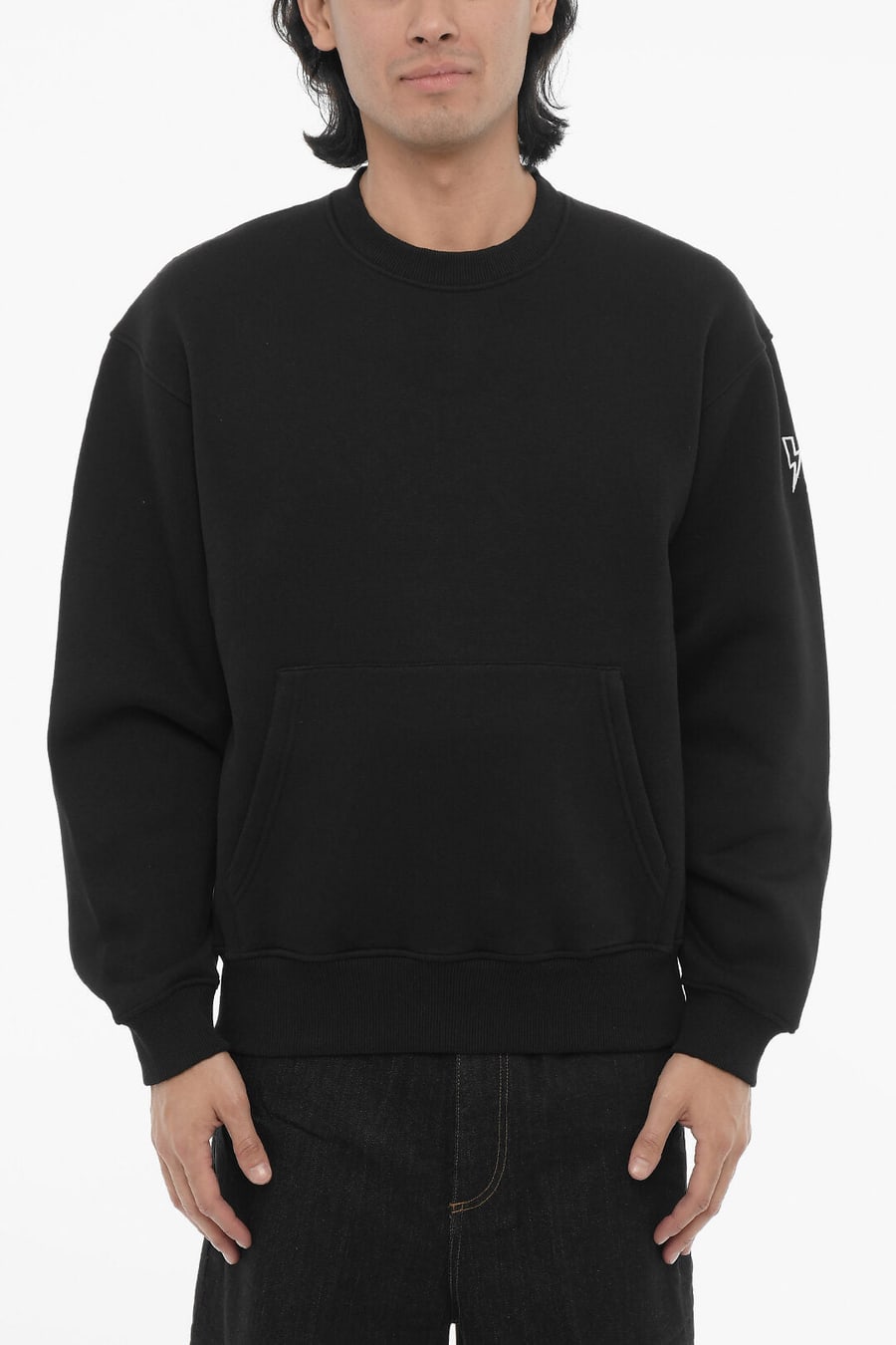 Neil Barrett 3500~Brushed Cotton-Blend Crewneck Easy Fit Sweatshirt