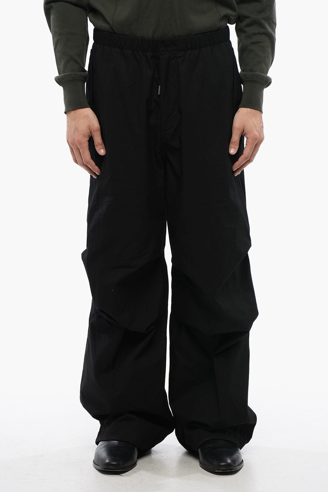 Jil Sander 3500~Cotton Baggy-Fit Pants with Ankle Drawstring